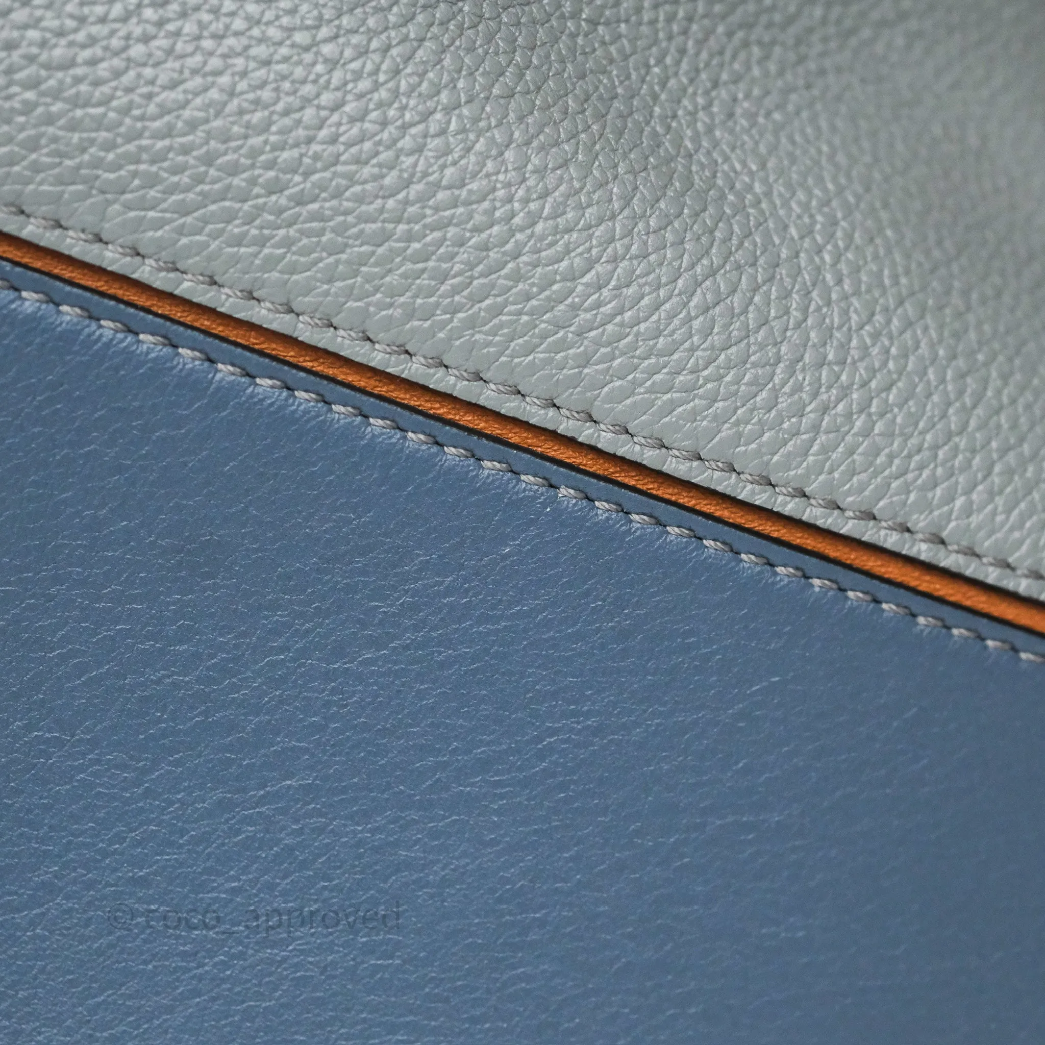 Loewe Medium Puzzle Bag Stone Blue Indigo Tan Calfskin Silver Hardware