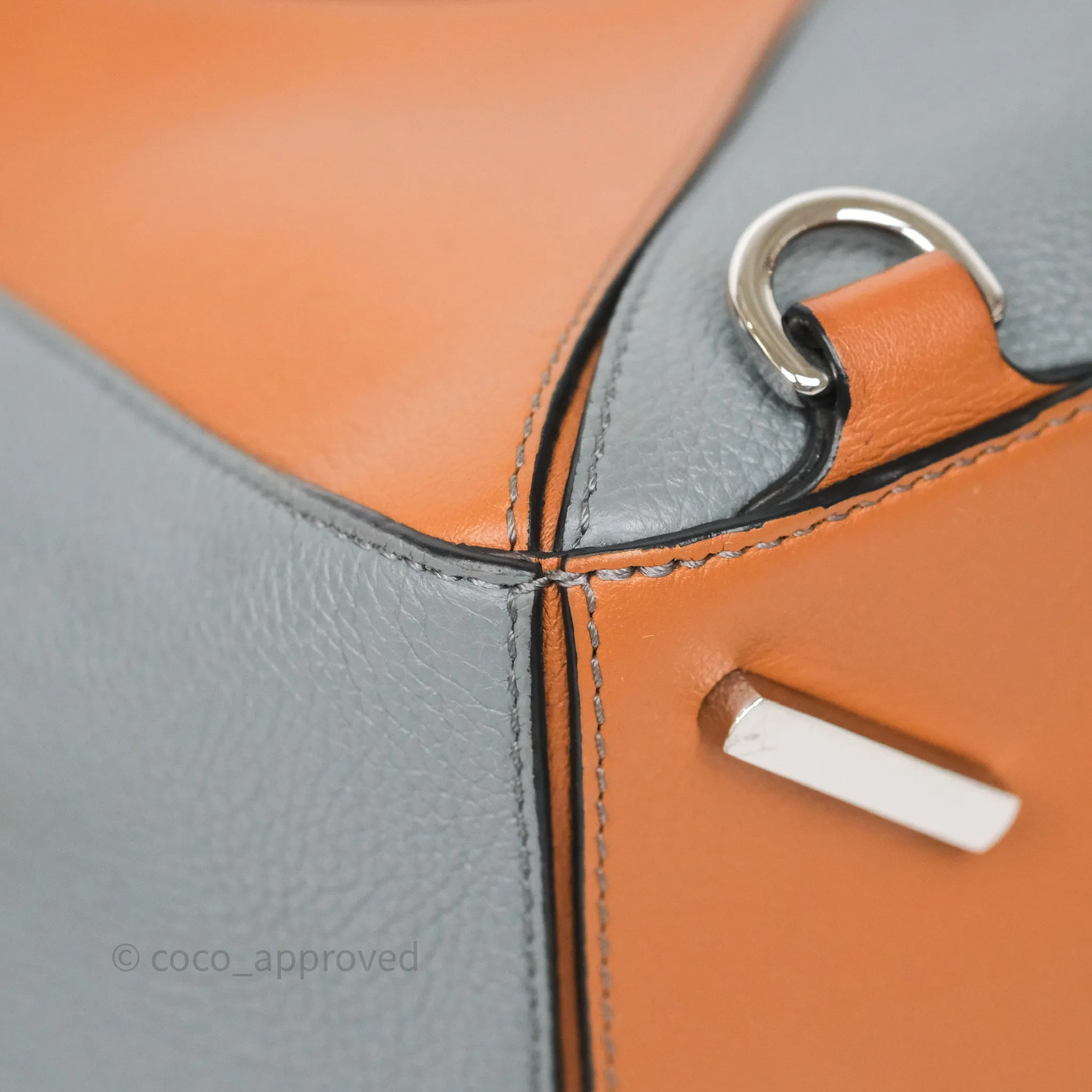Loewe Medium Puzzle Bag Stone Blue Indigo Tan Calfskin Silver Hardware