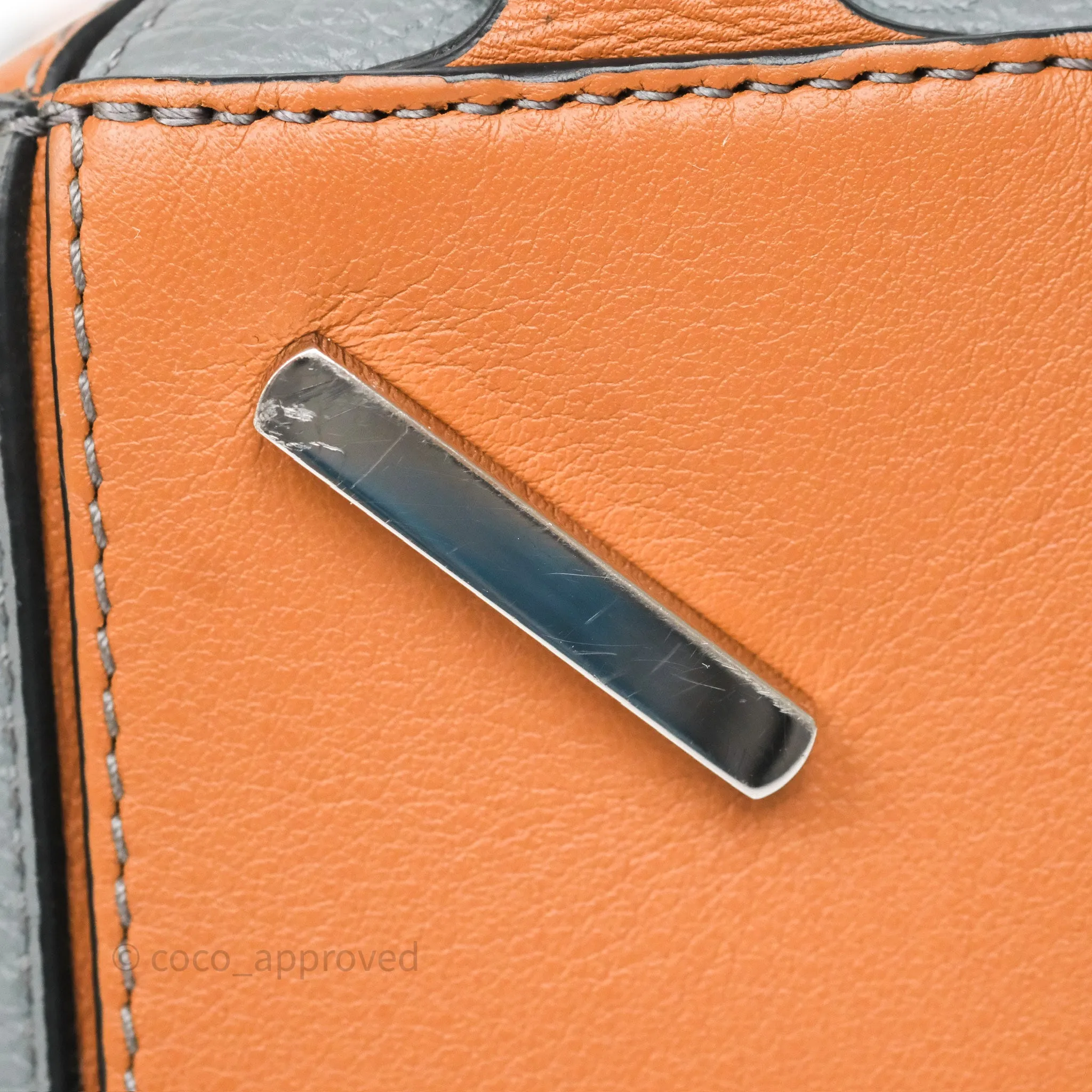 Loewe Medium Puzzle Bag Stone Blue Indigo Tan Calfskin Silver Hardware