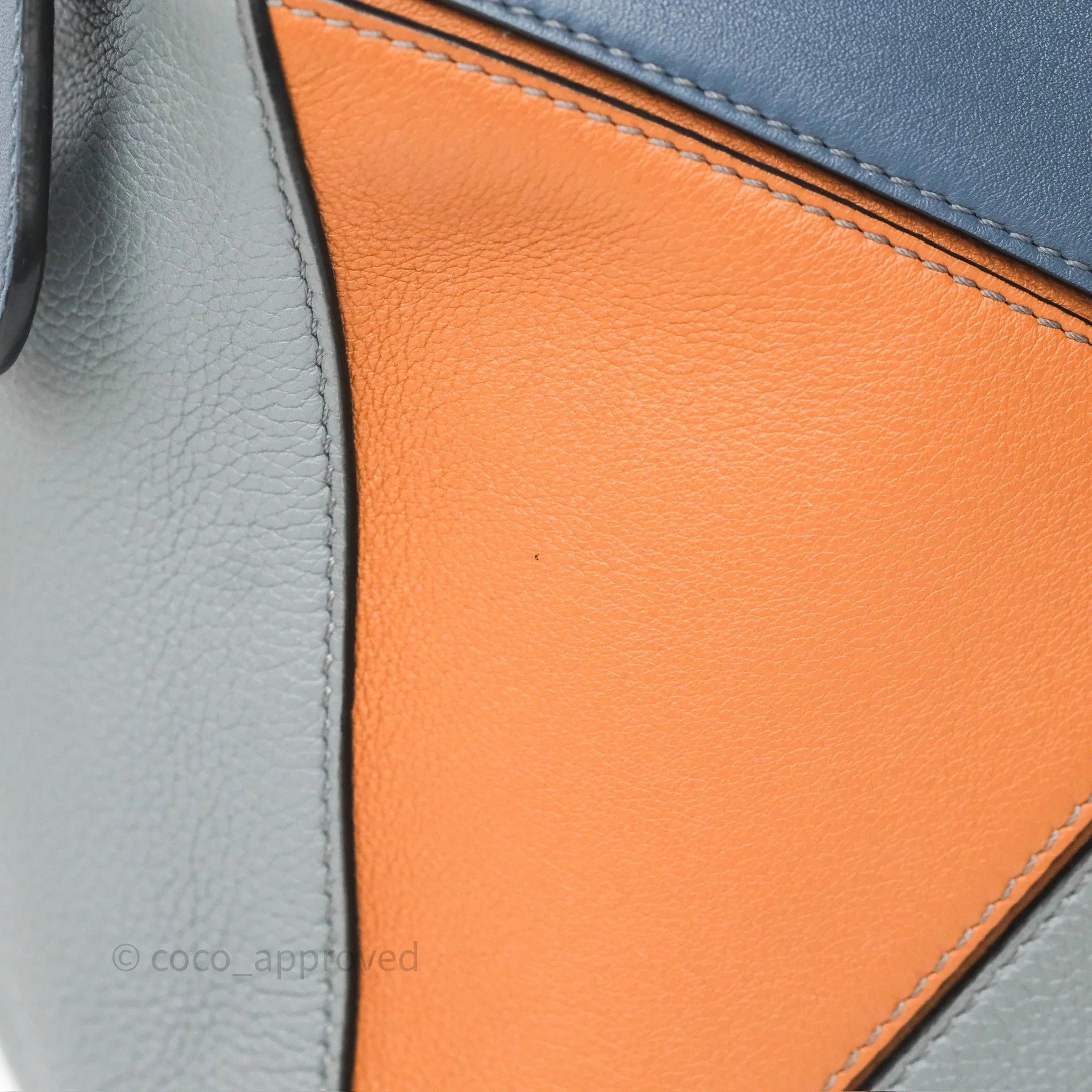 Loewe Medium Puzzle Bag Stone Blue Indigo Tan Calfskin Silver Hardware
