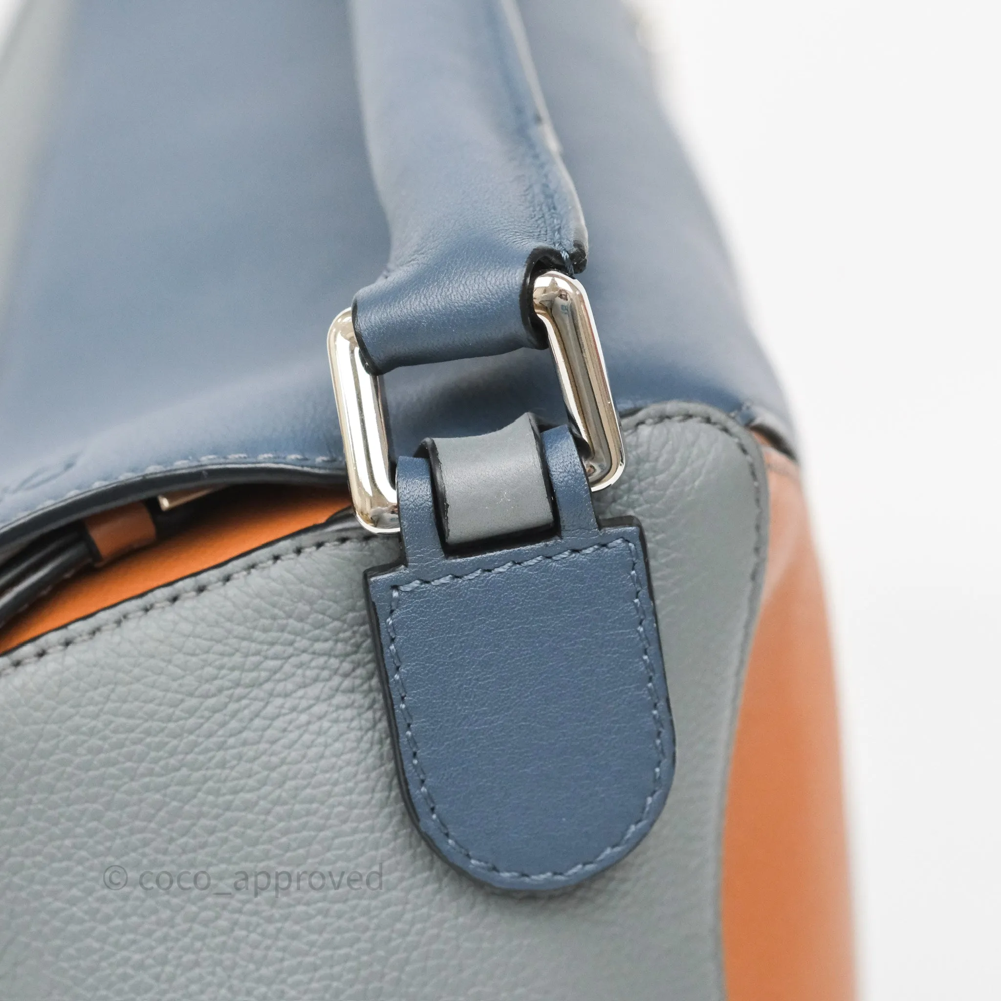 Loewe Medium Puzzle Bag Stone Blue Indigo Tan Calfskin Silver Hardware