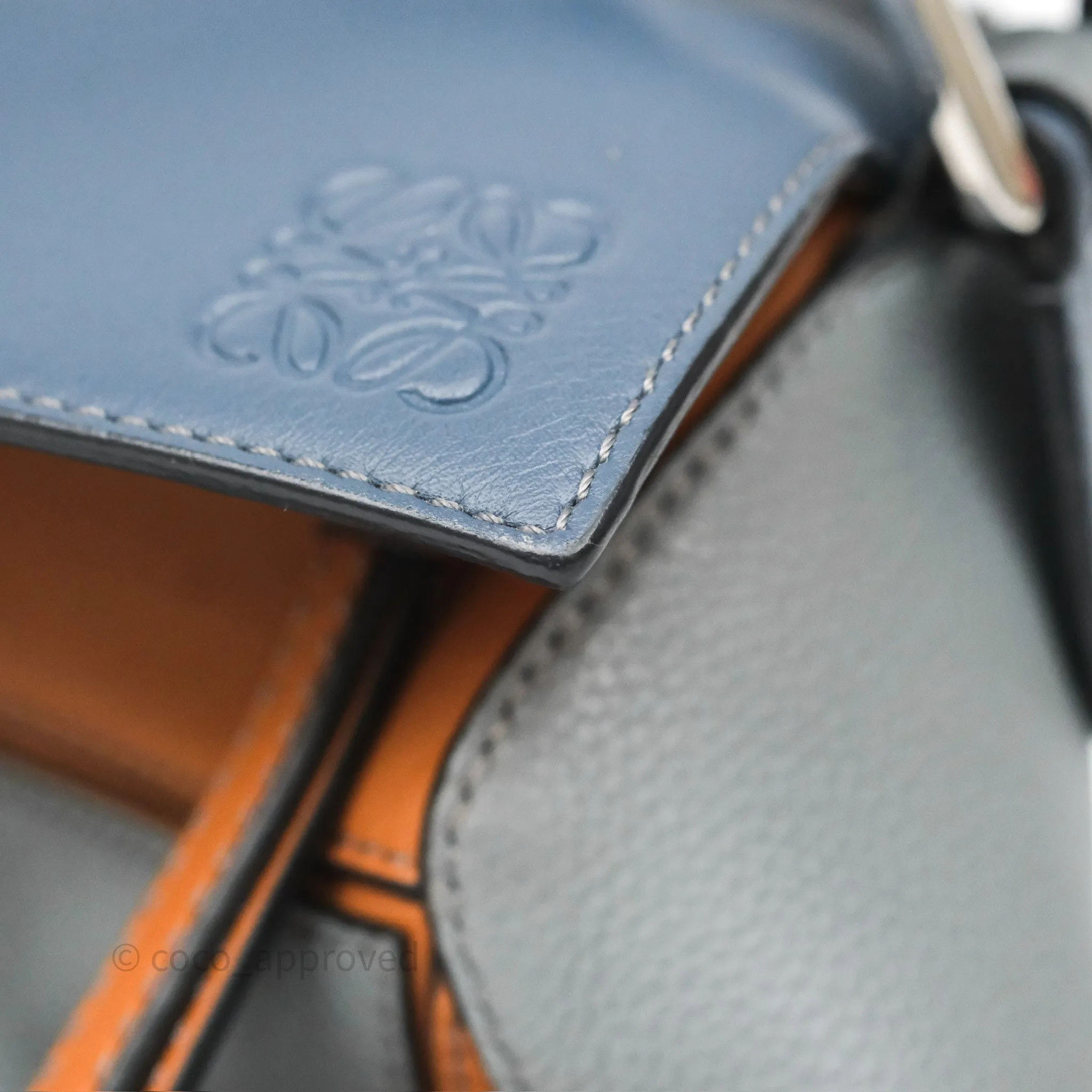Loewe Medium Puzzle Bag Stone Blue Indigo Tan Calfskin Silver Hardware