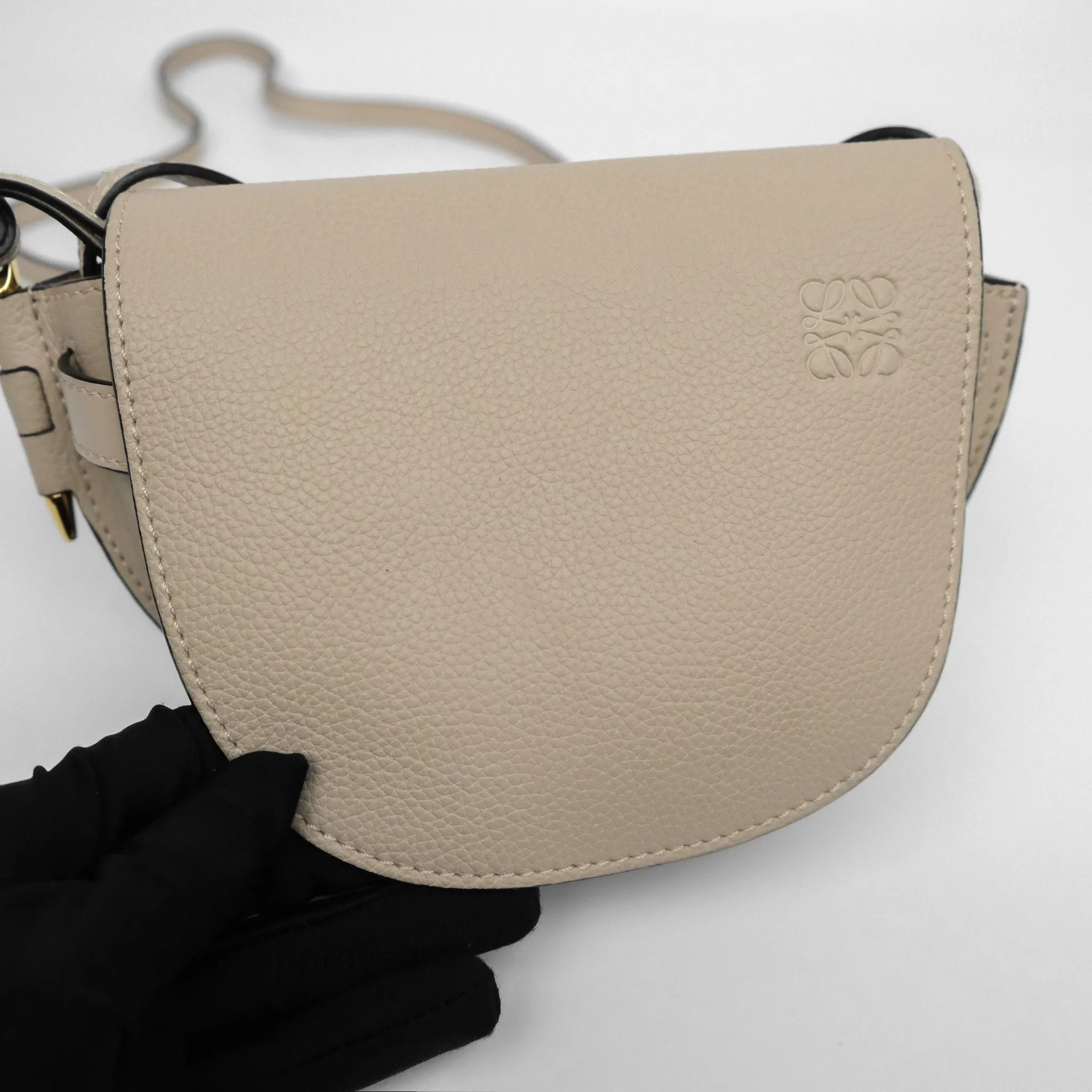 Loewe Mini Dual Gate Bag Sand Grain Calfskin