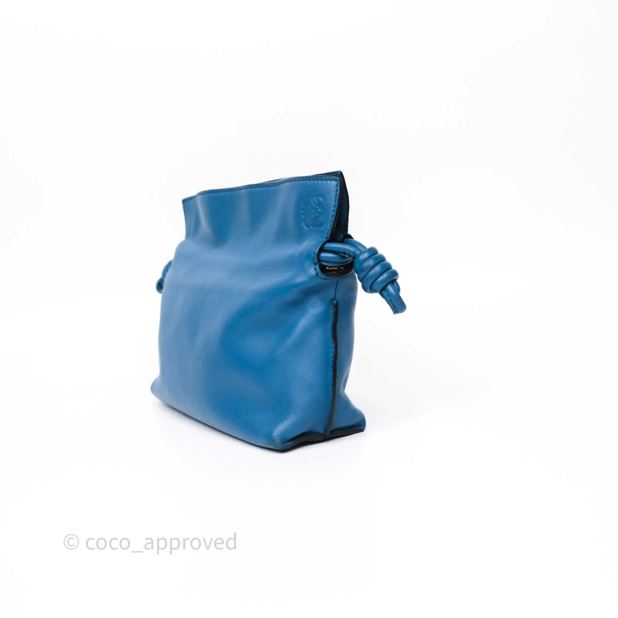 Loewe Mini Flamenco Clutch Nappa Calfskin Teal Blue