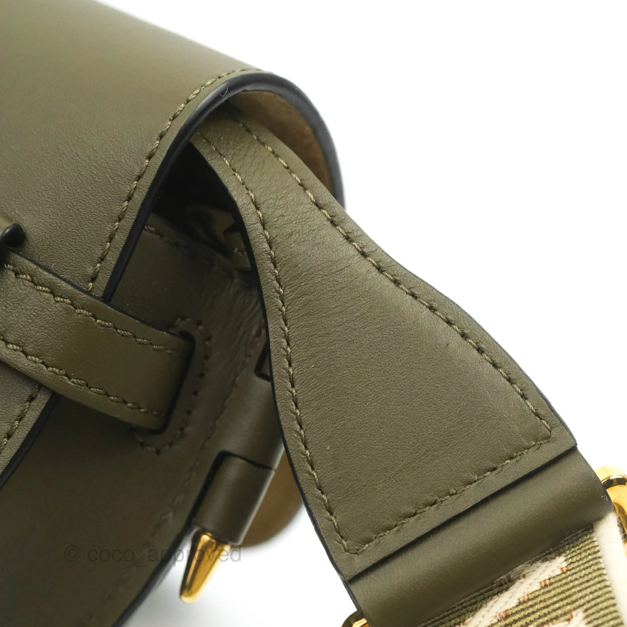 Loewe Mini Gate Bag in Soft Calfskin & Jacquard Strap Autumn Green