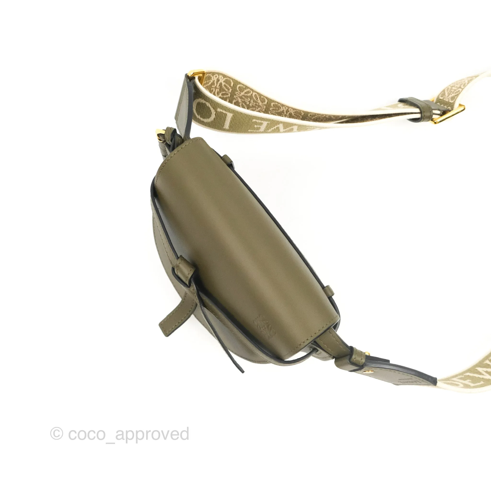 Loewe Mini Gate Bag in Soft Calfskin & Jacquard Strap Autumn Green