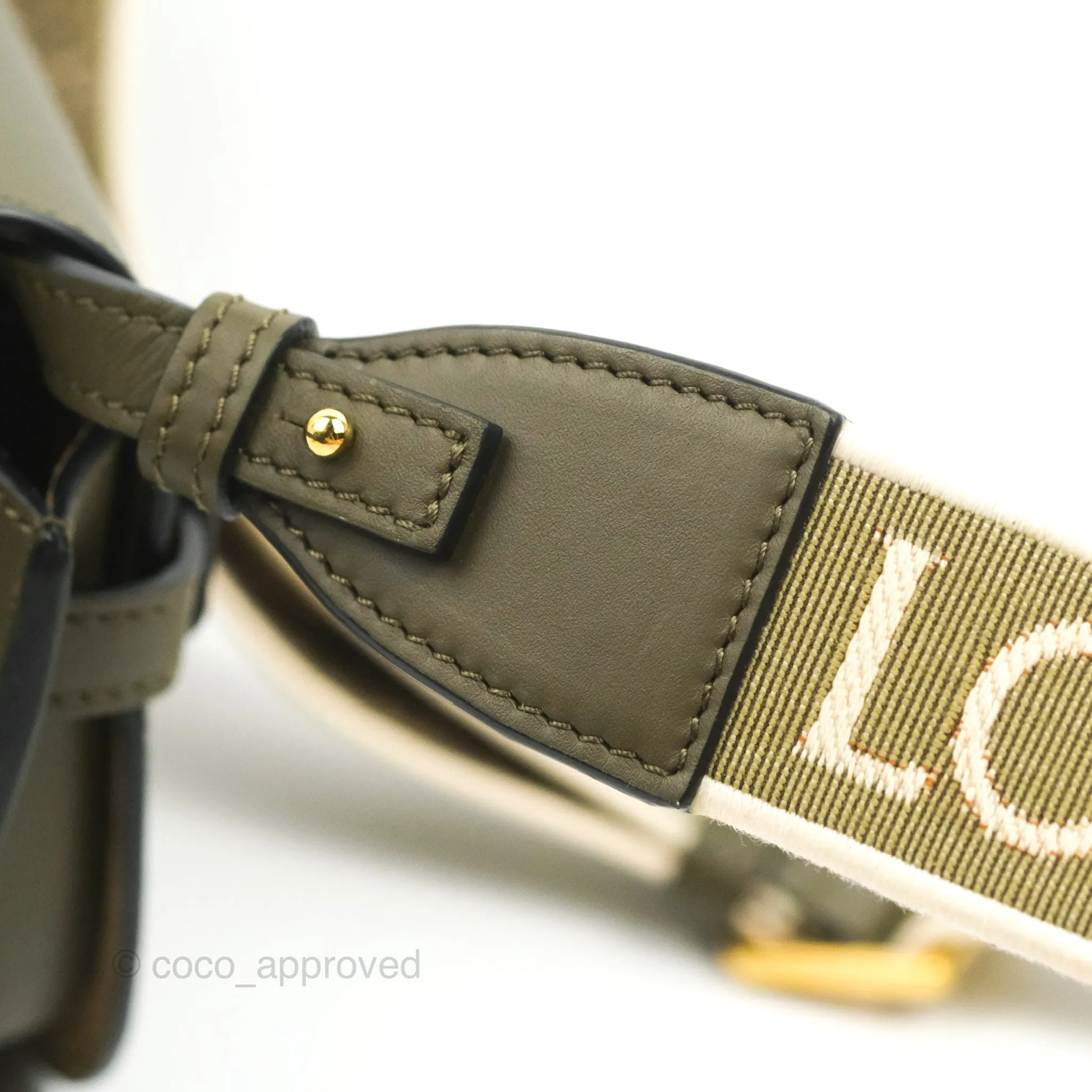 Loewe Mini Gate Bag in Soft Calfskin & Jacquard Strap Autumn Green