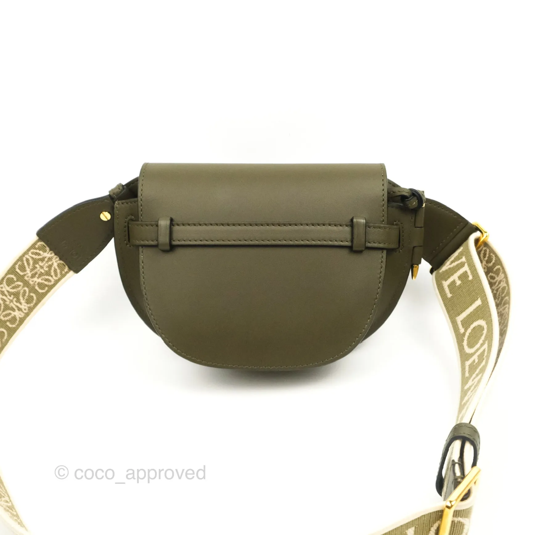 Loewe Mini Gate Bag in Soft Calfskin & Jacquard Strap Autumn Green