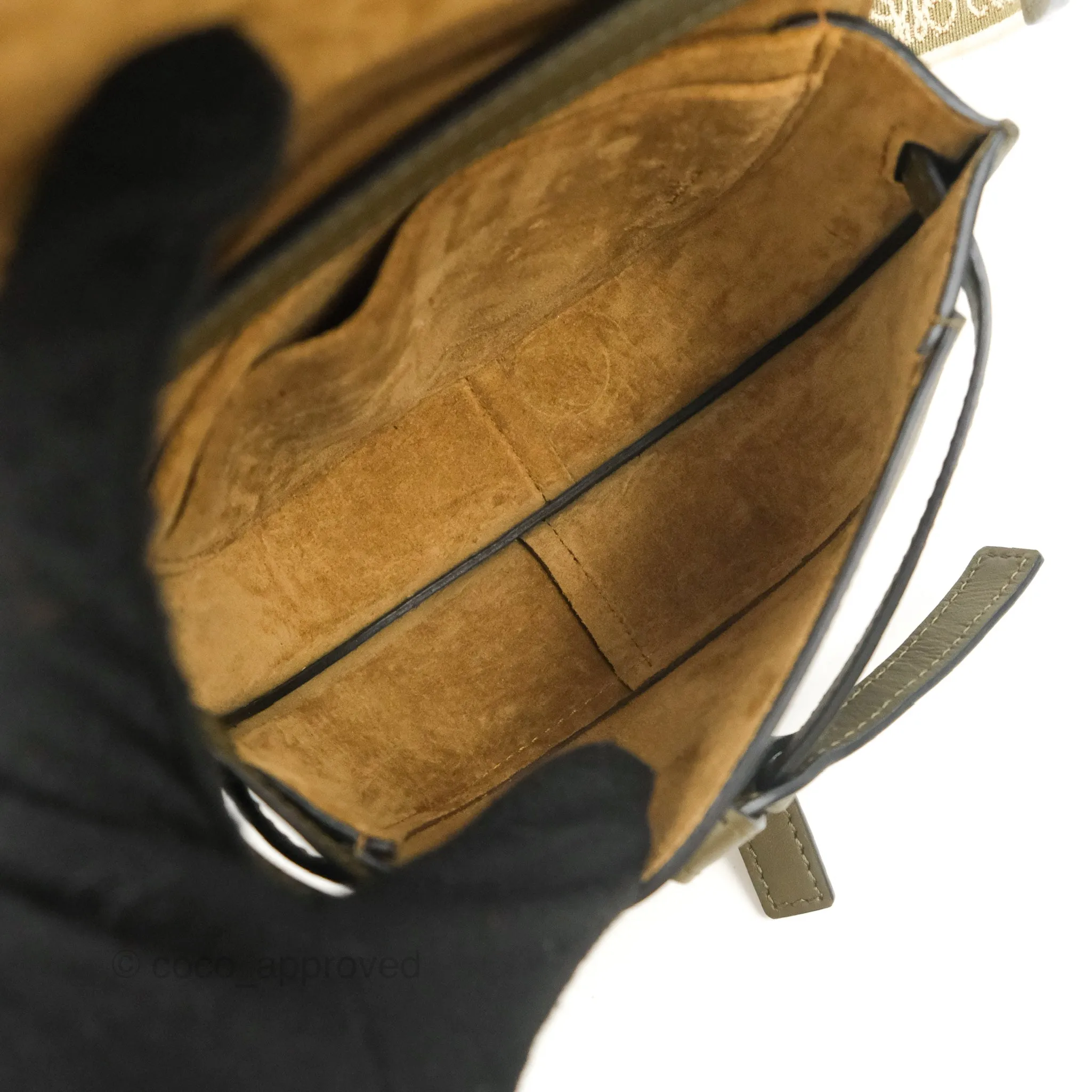Loewe Mini Gate Bag in Soft Calfskin & Jacquard Strap Autumn Green