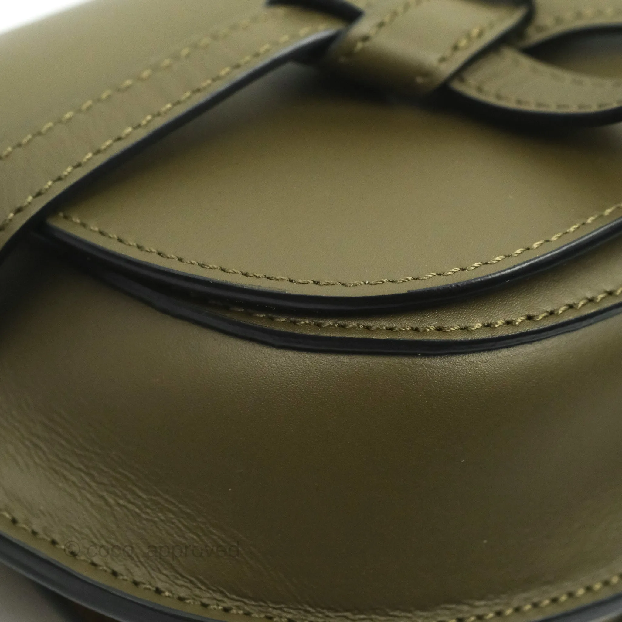 Loewe Mini Gate Bag in Soft Calfskin & Jacquard Strap Autumn Green