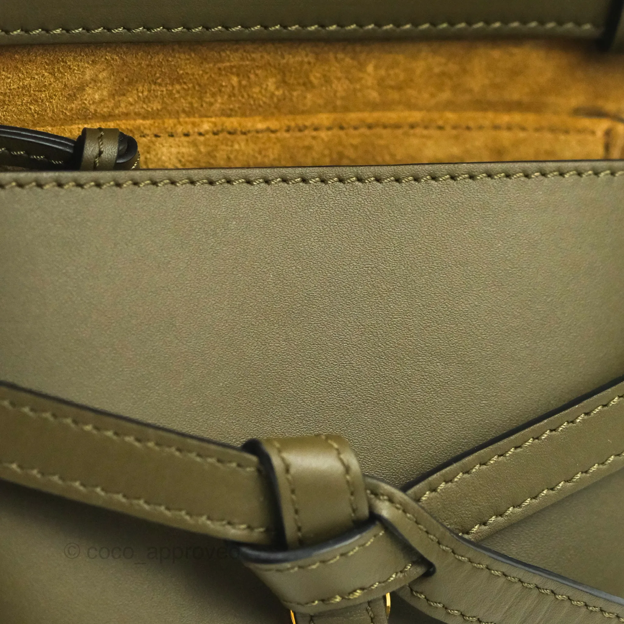 Loewe Mini Gate Bag in Soft Calfskin & Jacquard Strap Autumn Green