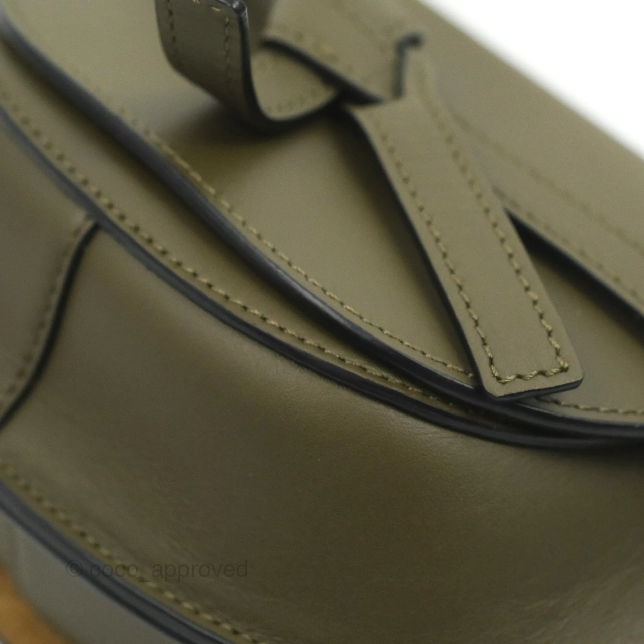 Loewe Mini Gate Bag in Soft Calfskin & Jacquard Strap Autumn Green