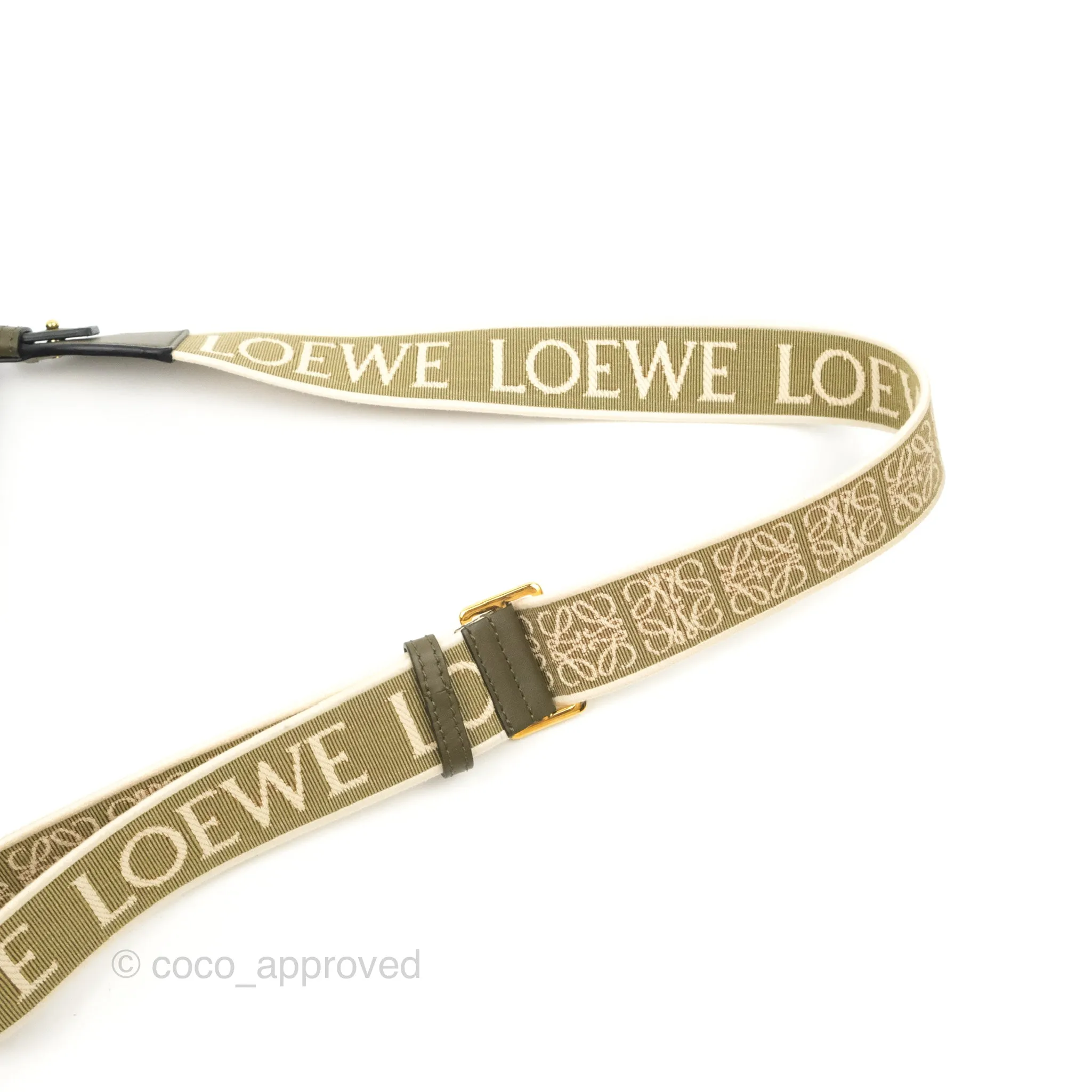 Loewe Mini Gate Bag in Soft Calfskin & Jacquard Strap Autumn Green