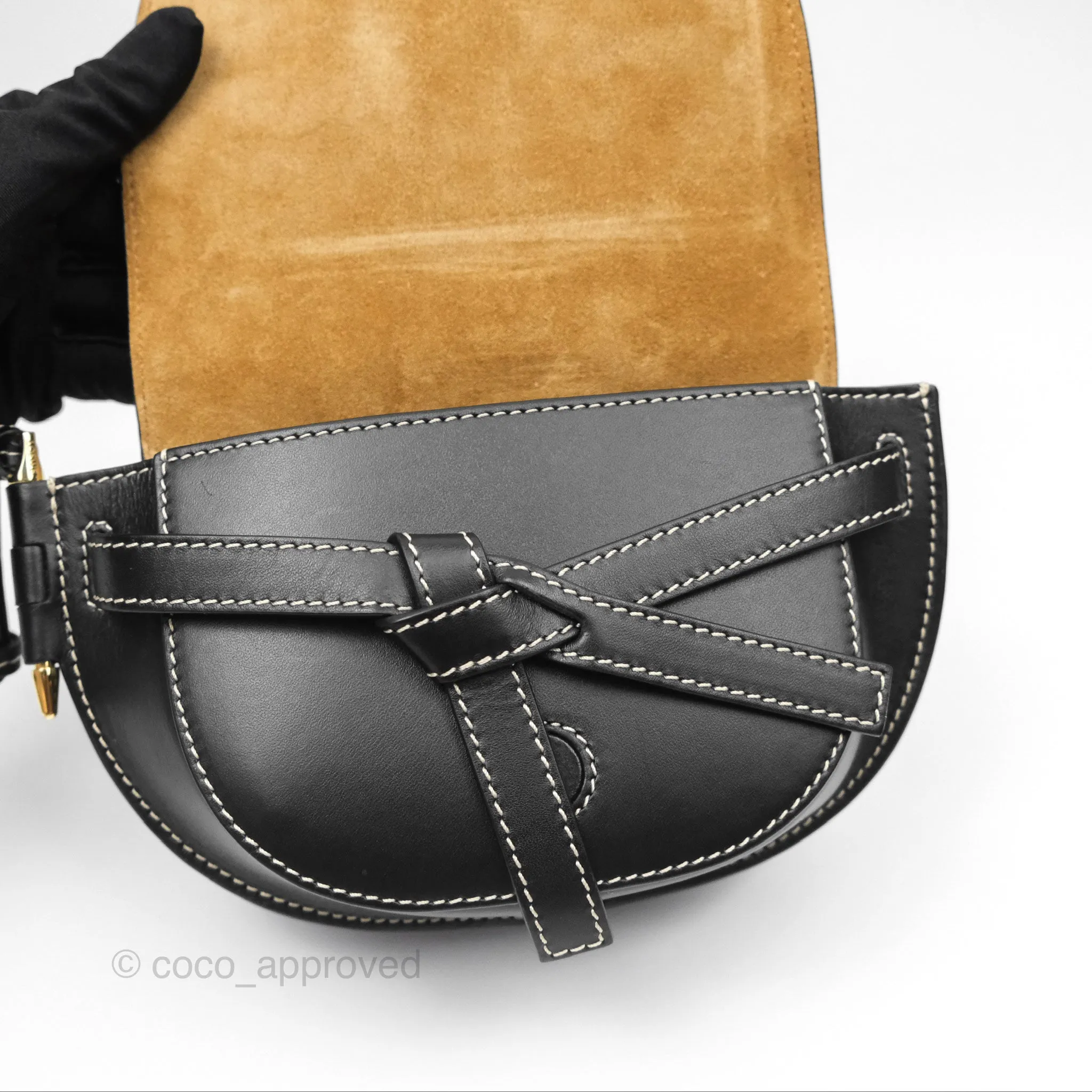 Loewe Mini Gate Belt Bag in Soft Calfskin Black