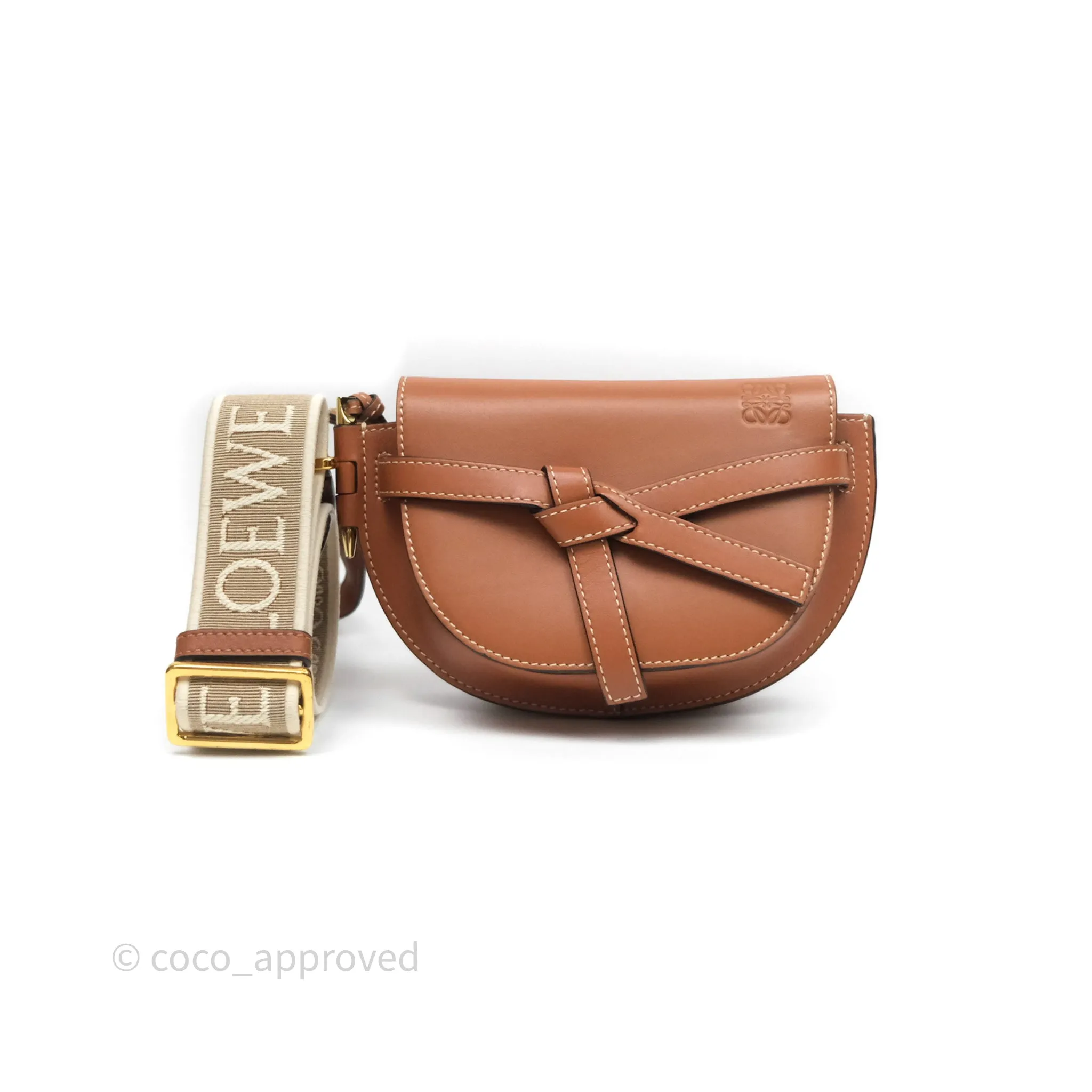 Loewe Mini Gate Belt Bag in Soft Calfskin Brown