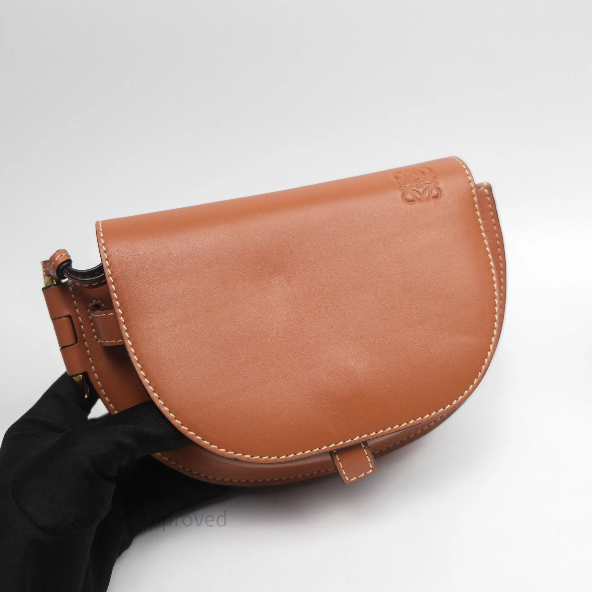 Loewe Mini Gate Belt Bag in Soft Calfskin Brown