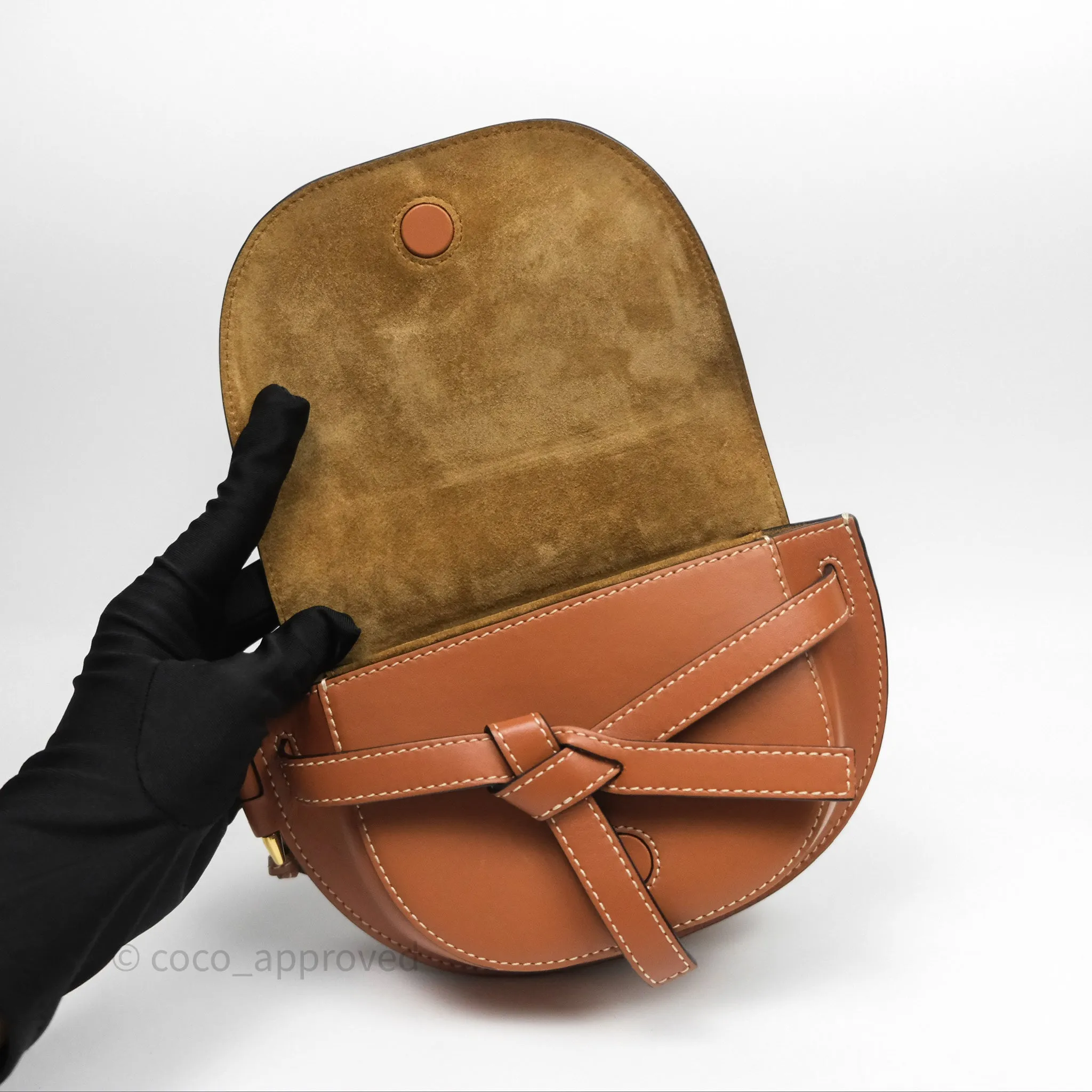 Loewe Mini Gate Belt Bag in Soft Calfskin Brown