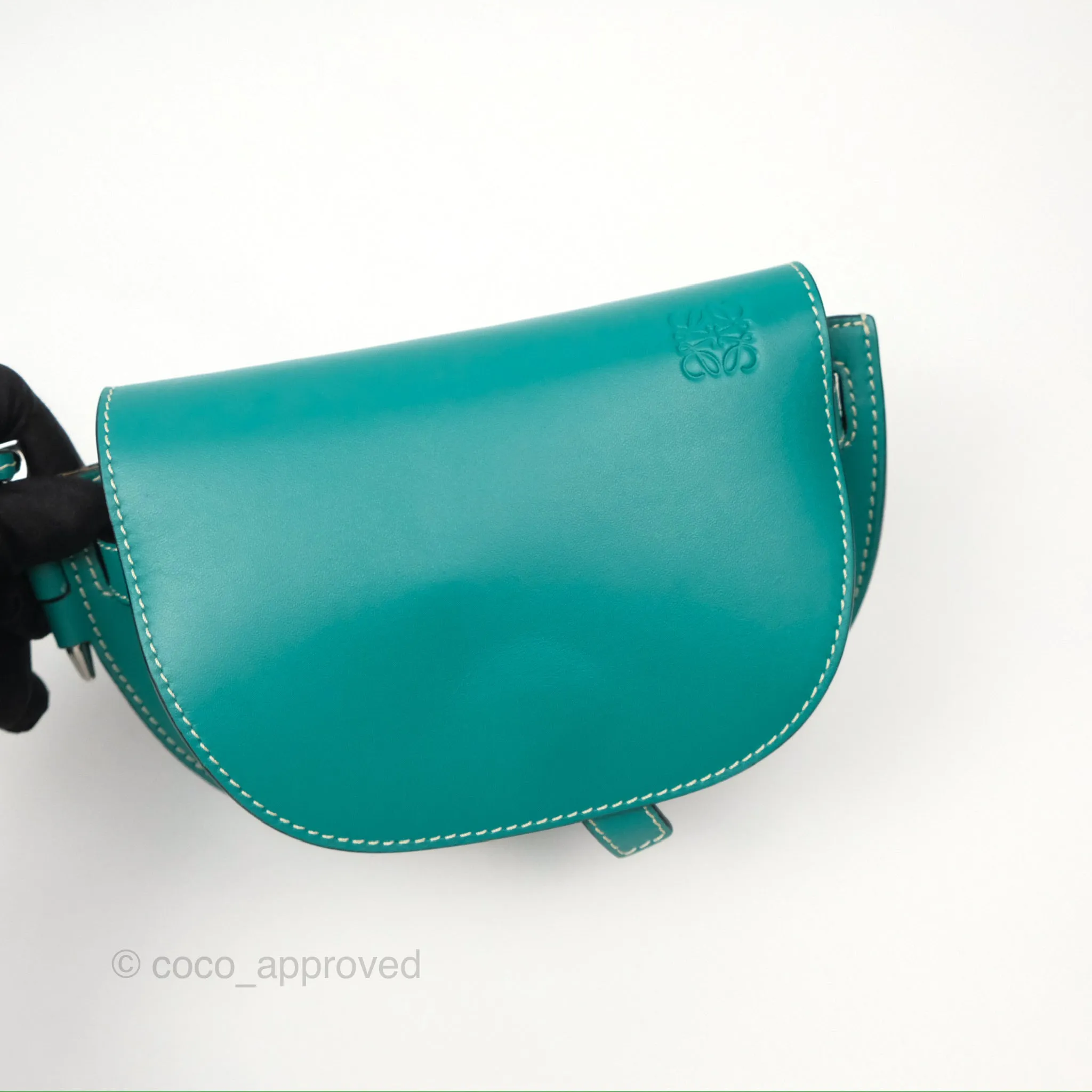 Loewe Mini Gate Belt Bag in Soft Calfskin Green