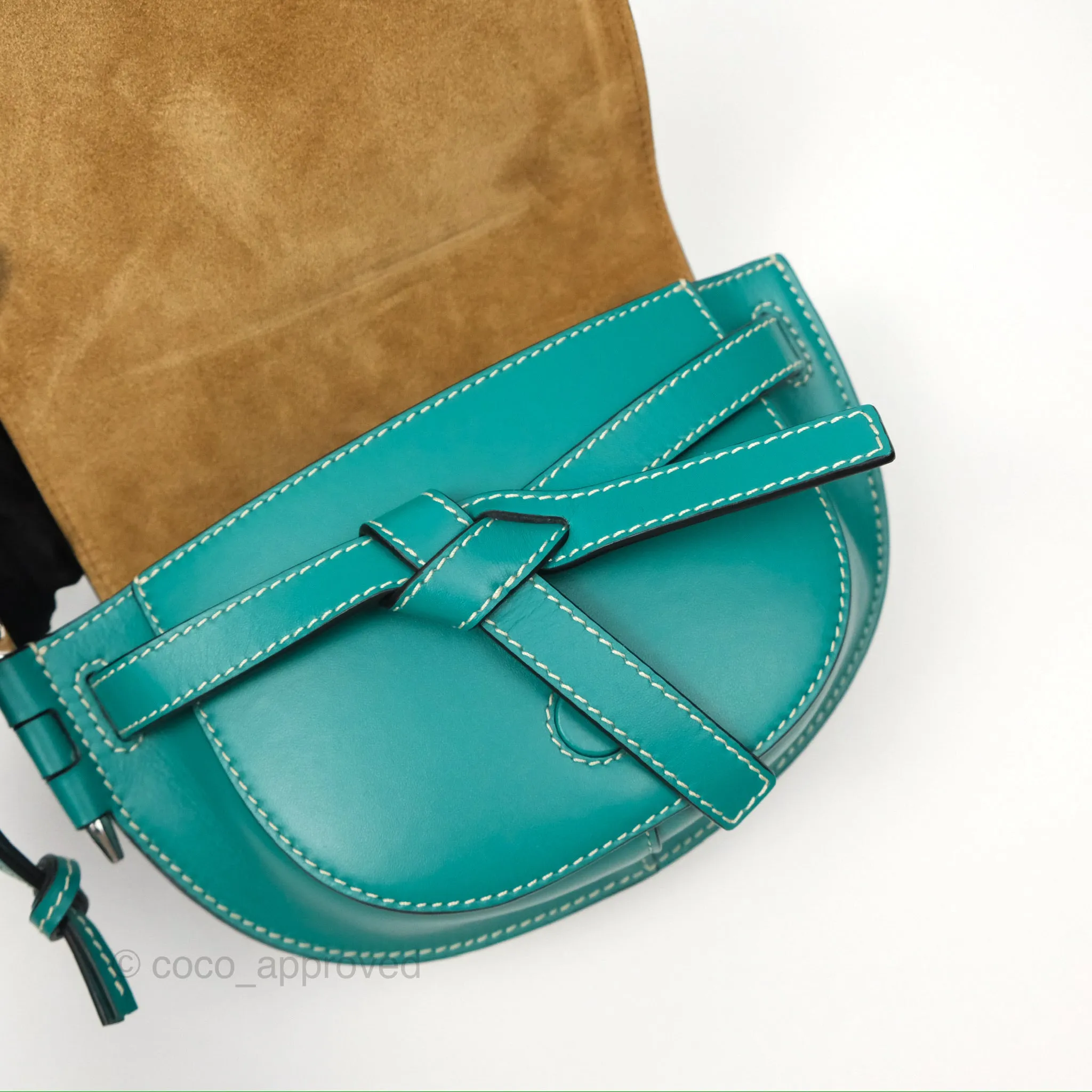Loewe Mini Gate Belt Bag in Soft Calfskin Green