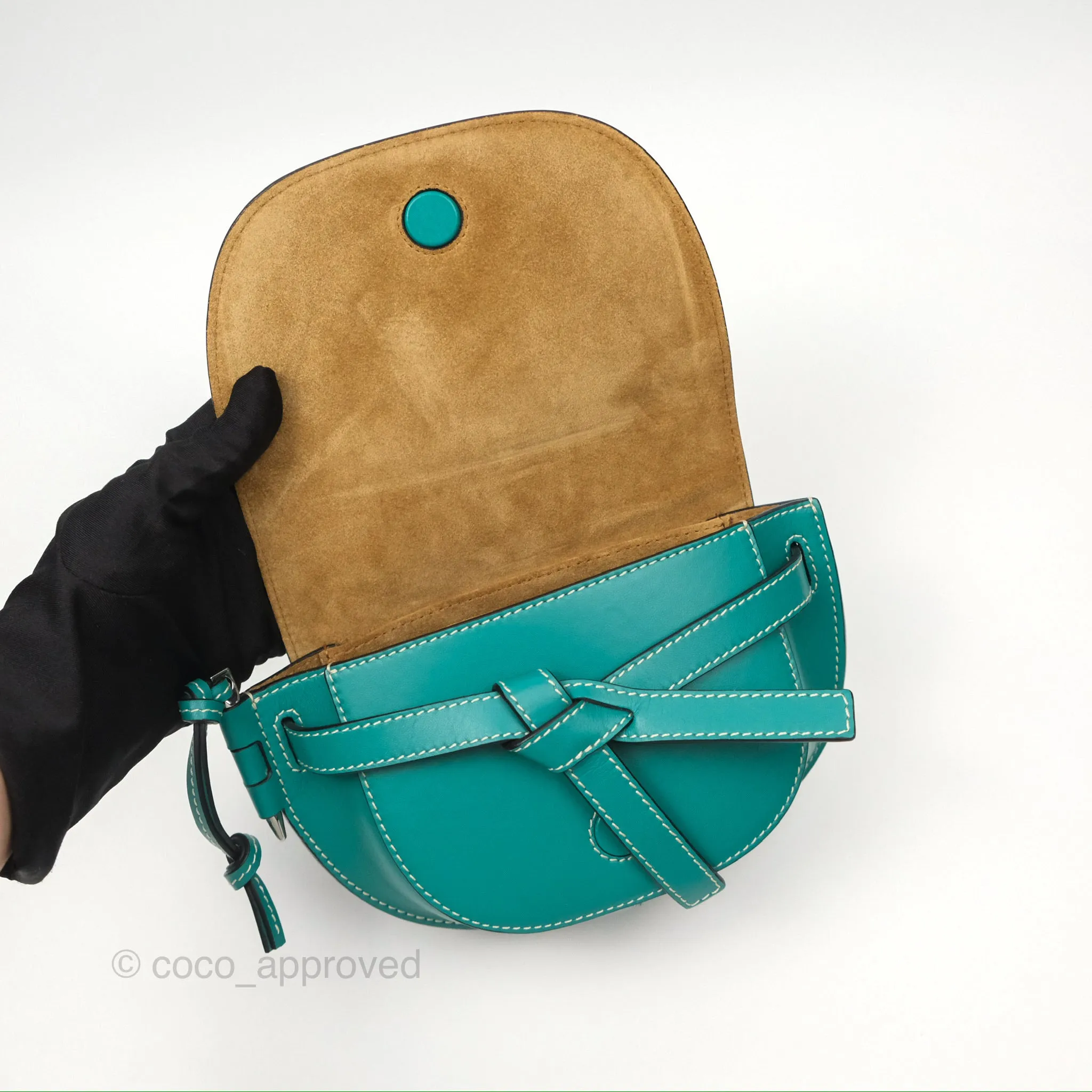 Loewe Mini Gate Belt Bag in Soft Calfskin Green