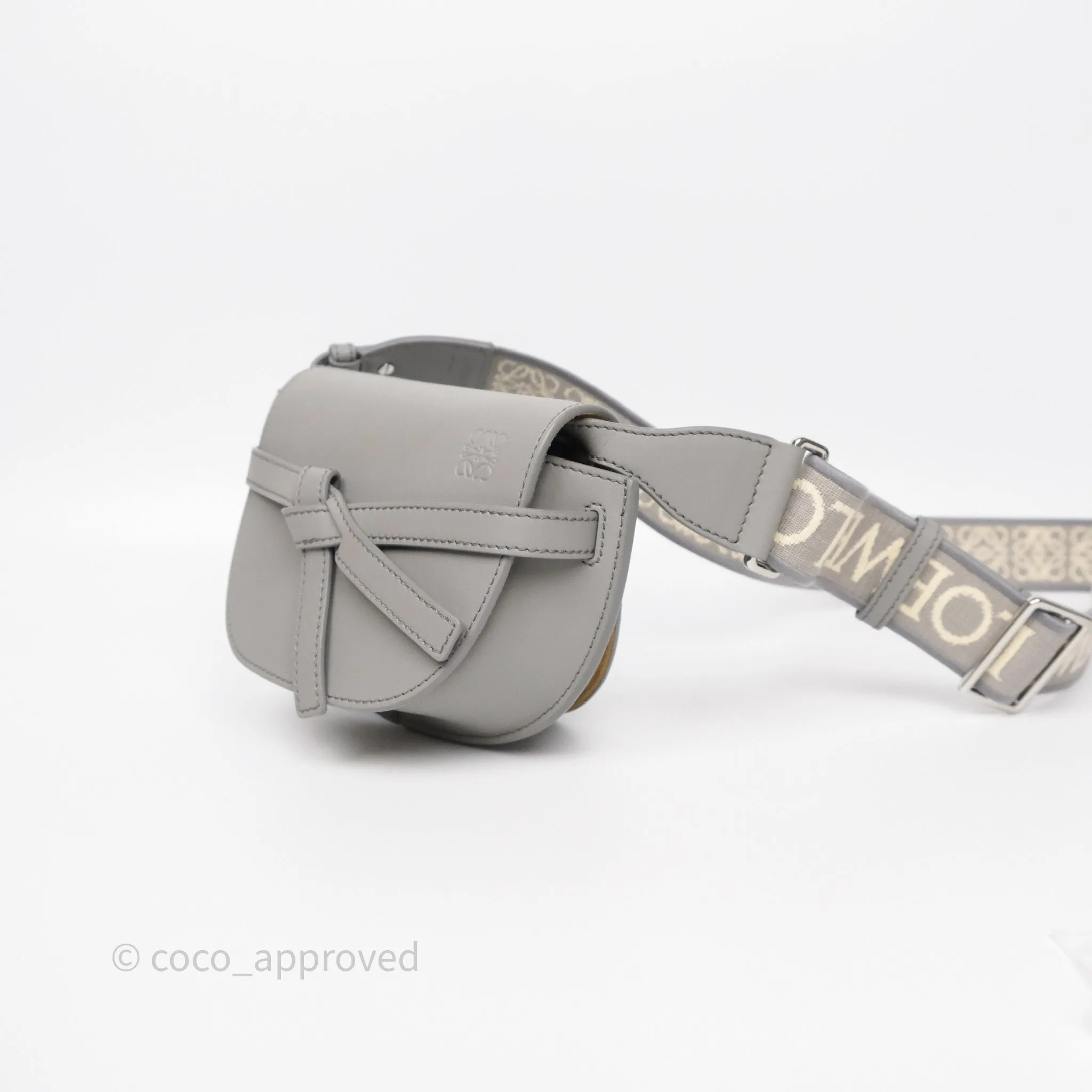 Loewe Mini Gate Dual Bag Grey Soft Calfskin Jacquard Strap