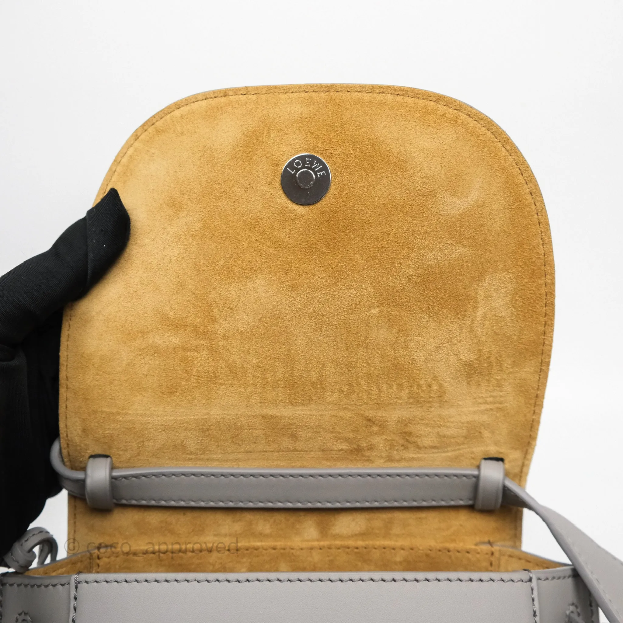 Loewe Mini Gate Dual Bag Grey Soft Calfskin Jacquard Strap