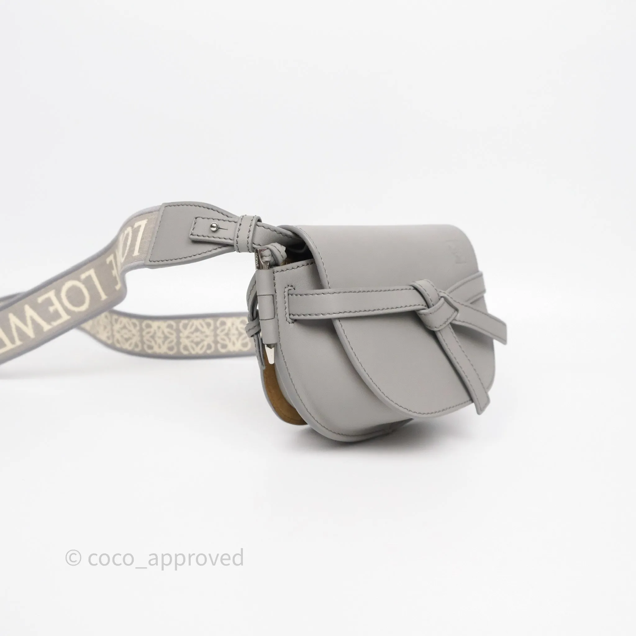 Loewe Mini Gate Dual Bag Grey Soft Calfskin Jacquard Strap