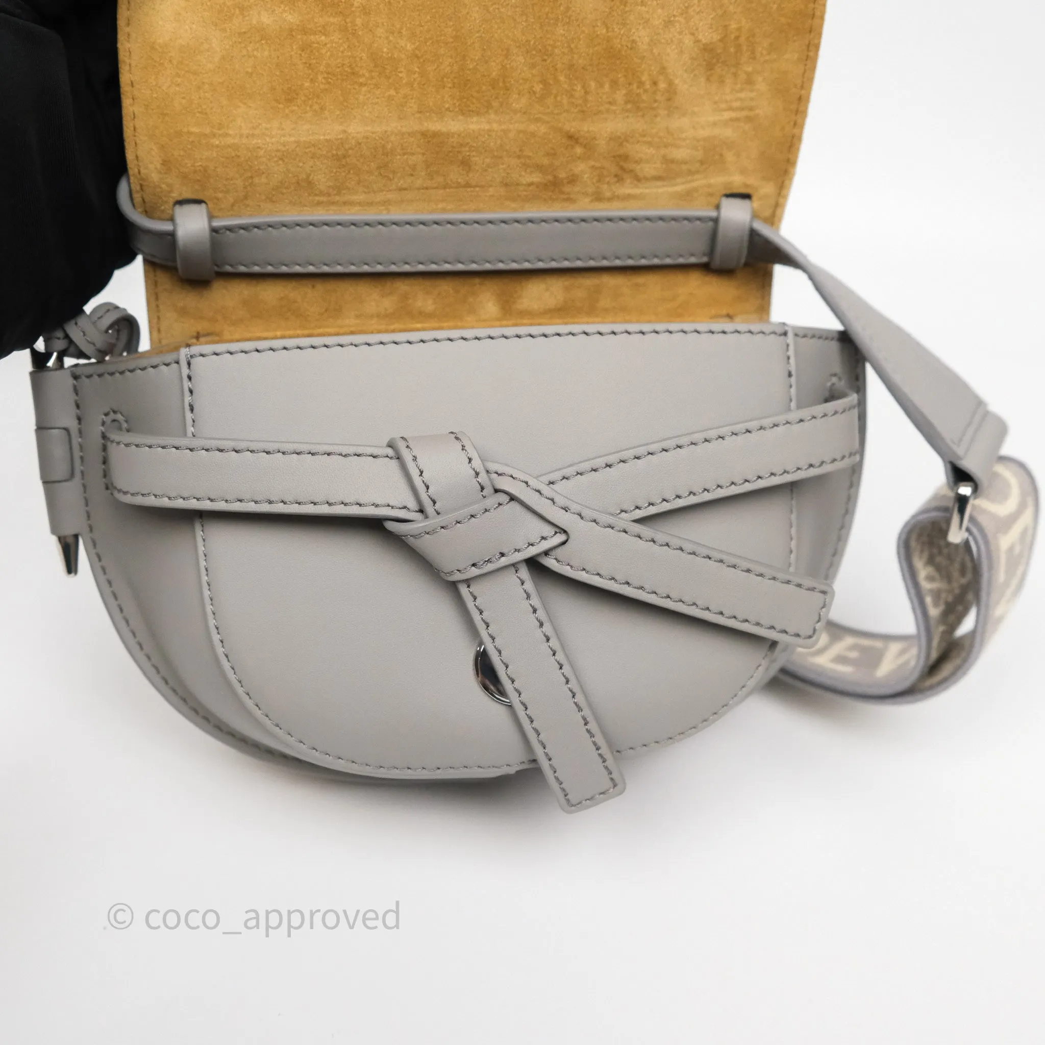 Loewe Mini Gate Dual Bag Grey Soft Calfskin Jacquard Strap