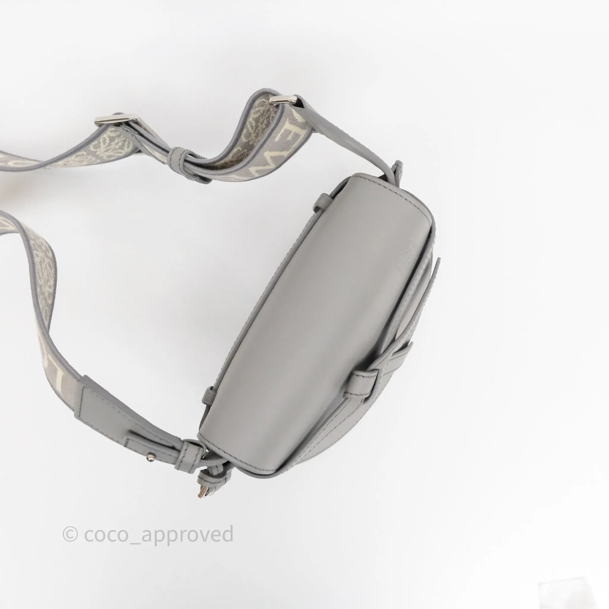 Loewe Mini Gate Dual Bag Grey Soft Calfskin Jacquard Strap