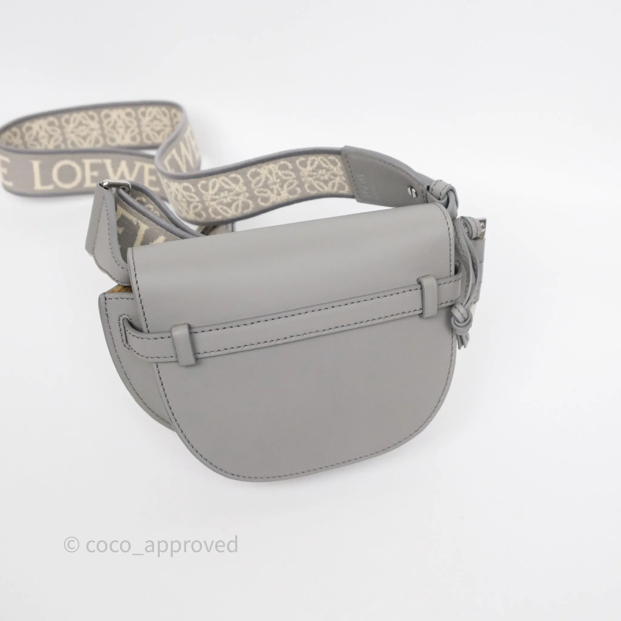 Loewe Mini Gate Dual Bag Grey Soft Calfskin Jacquard Strap