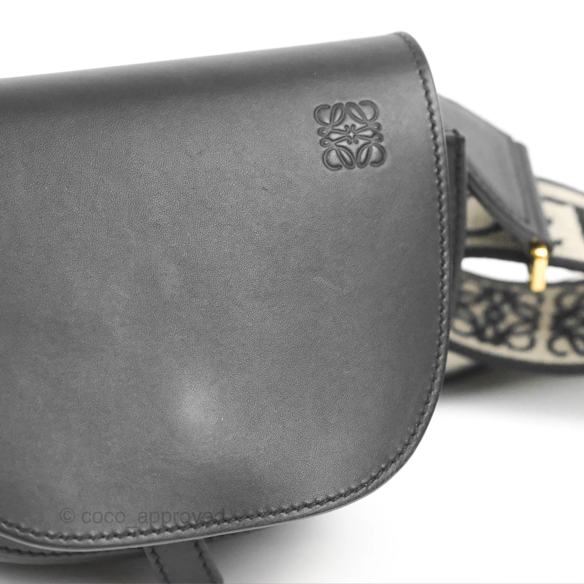 Loewe Mini Gate Dual Bag in Soft Calfskin & Jacquard Strap Black