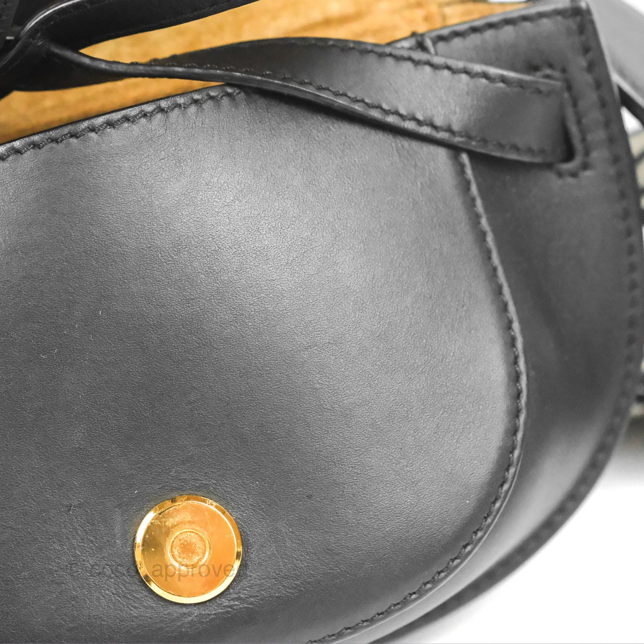 Loewe Mini Gate Dual Bag in Soft Calfskin & Jacquard Strap Black