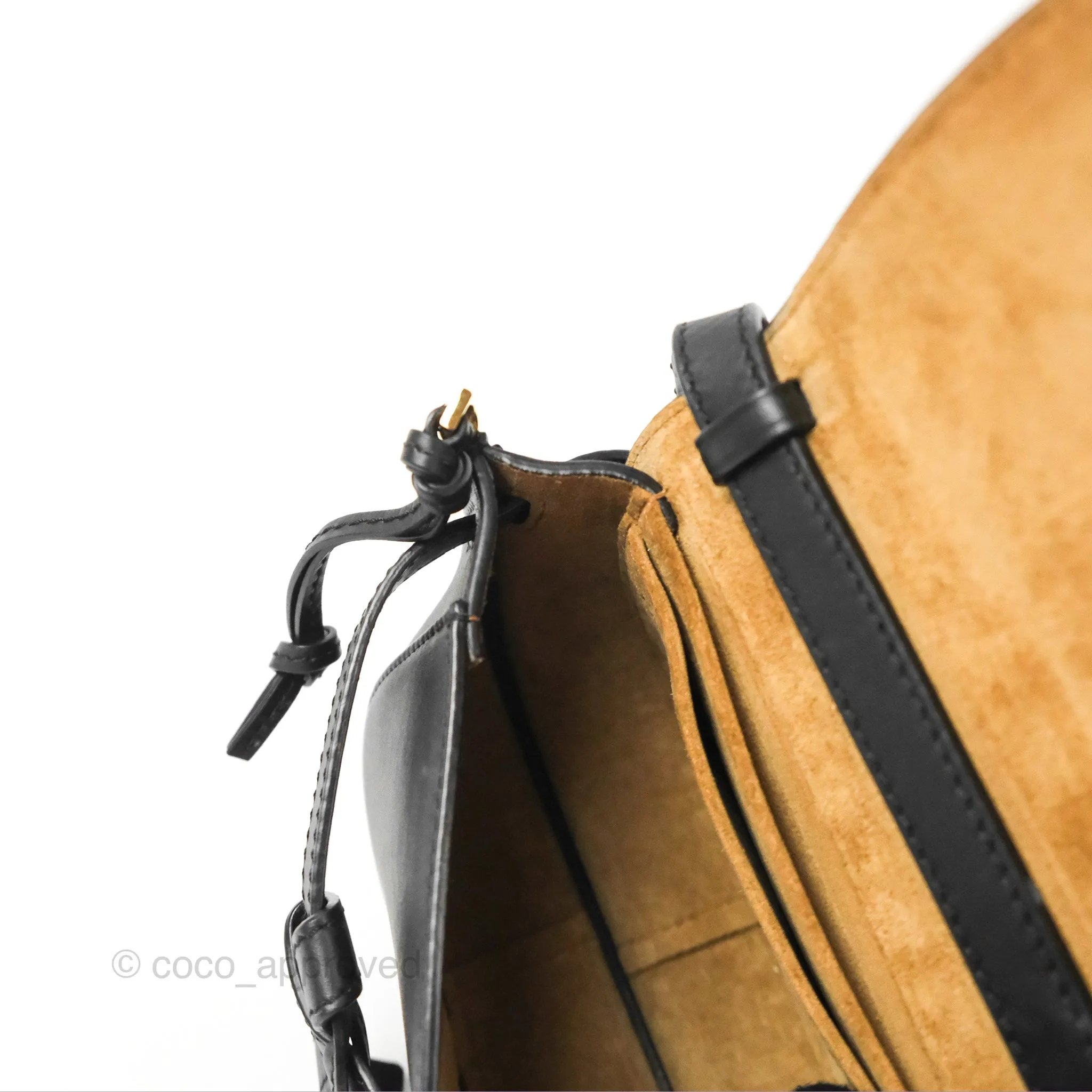 Loewe Mini Gate Dual Bag in Soft Calfskin & Jacquard Strap Black
