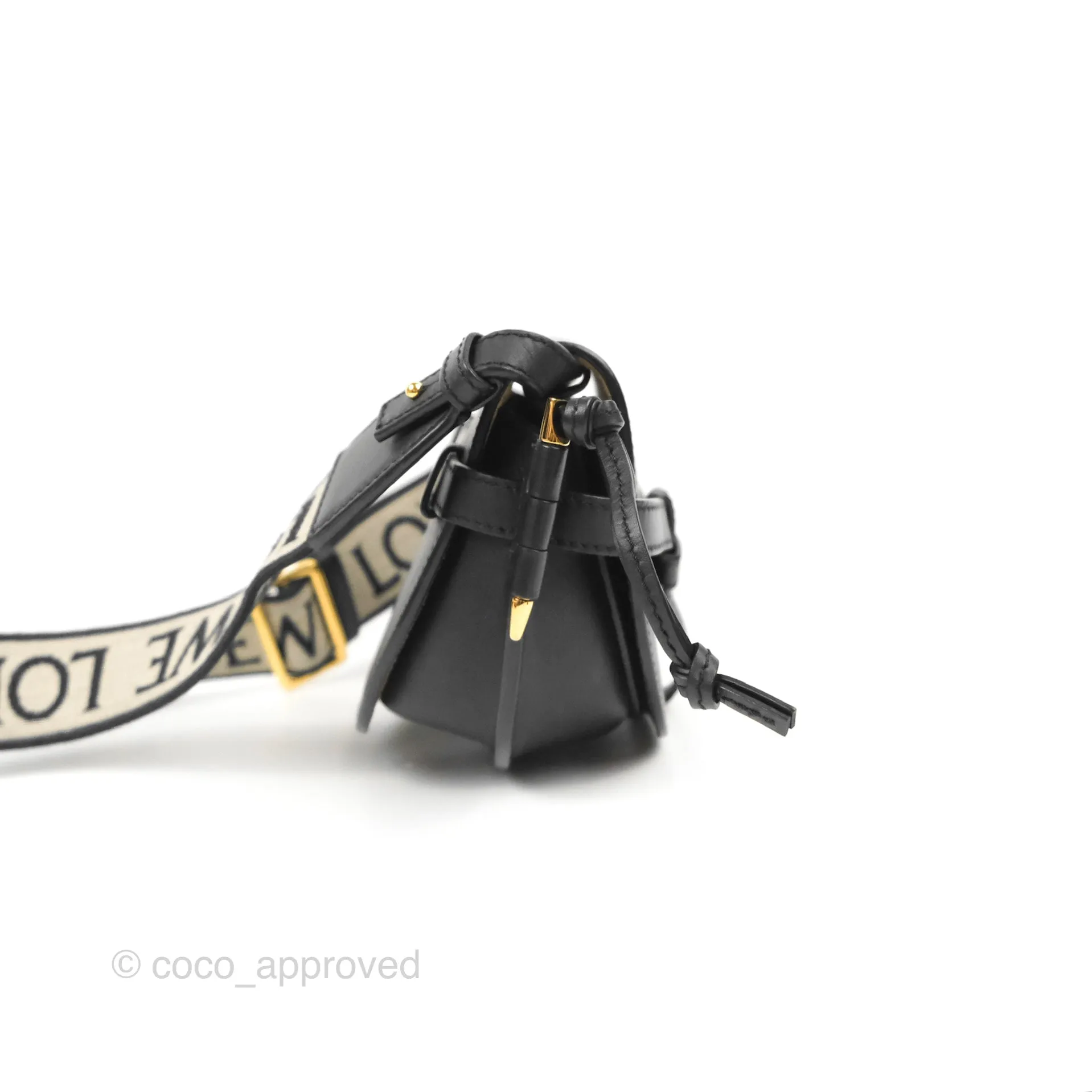 Loewe Mini Gate Dual Bag in Soft Calfskin & Jacquard Strap Black