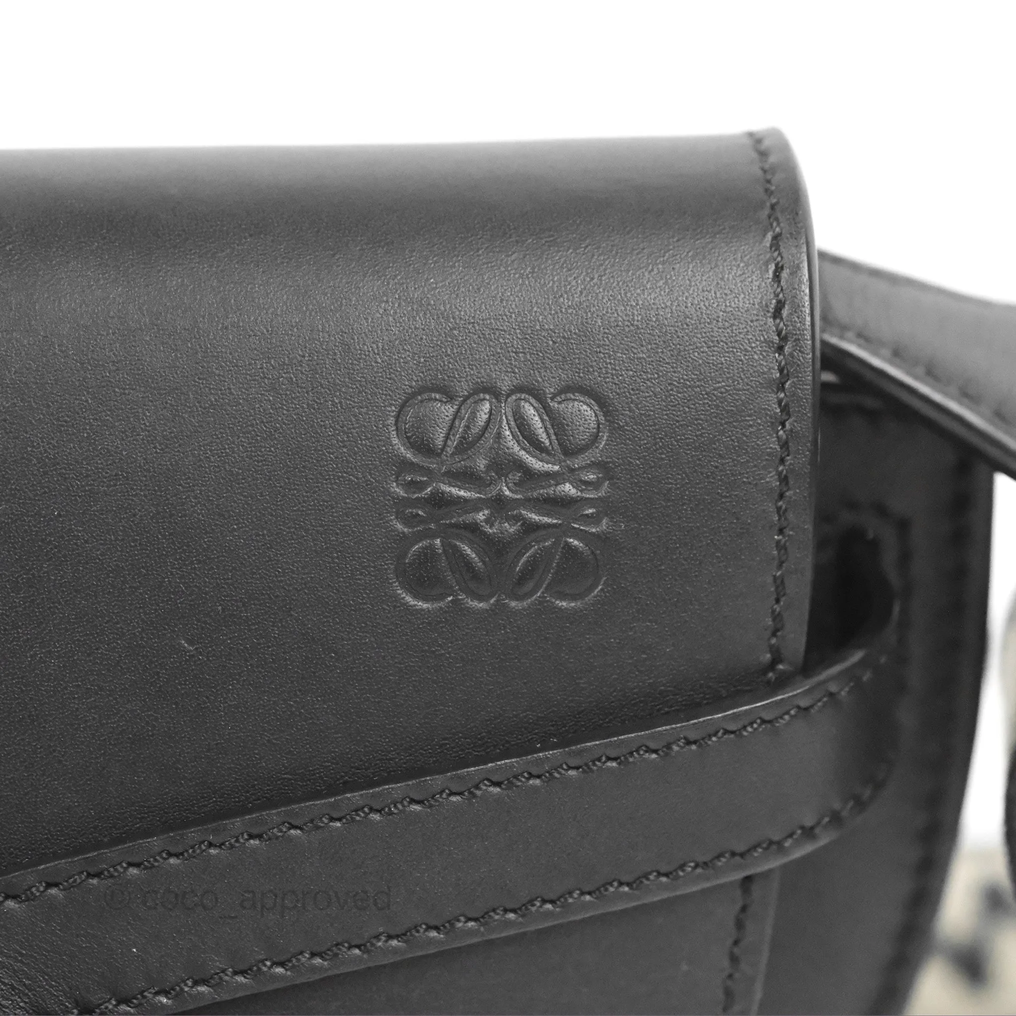 Loewe Mini Gate Dual Bag in Soft Calfskin & Jacquard Strap Black