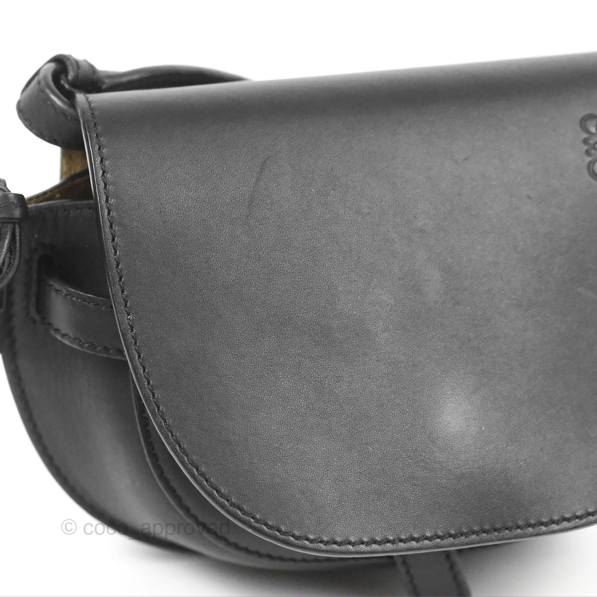 Loewe Mini Gate Dual Bag in Soft Calfskin & Jacquard Strap Black