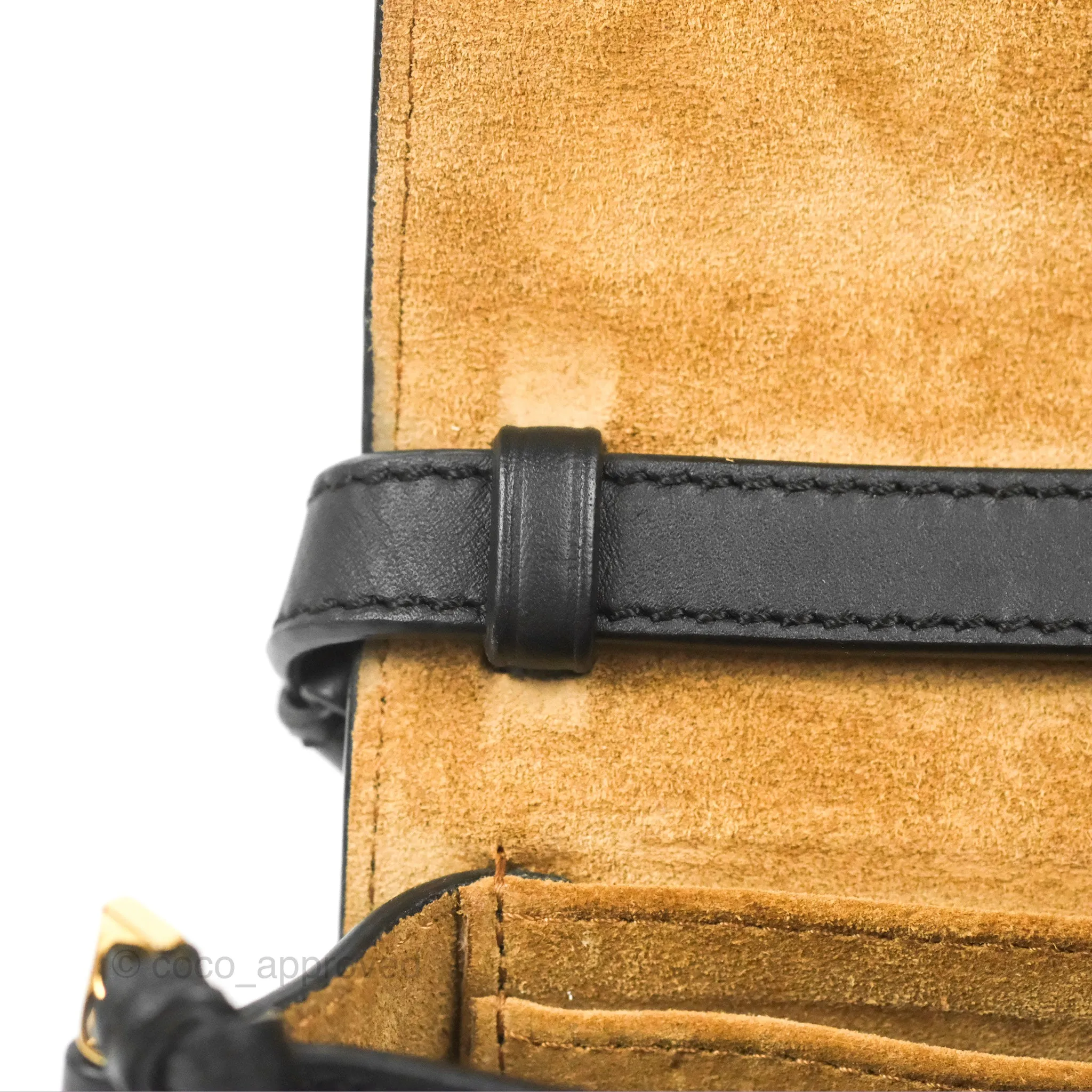 Loewe Mini Gate Dual Bag in Soft Calfskin & Jacquard Strap Black