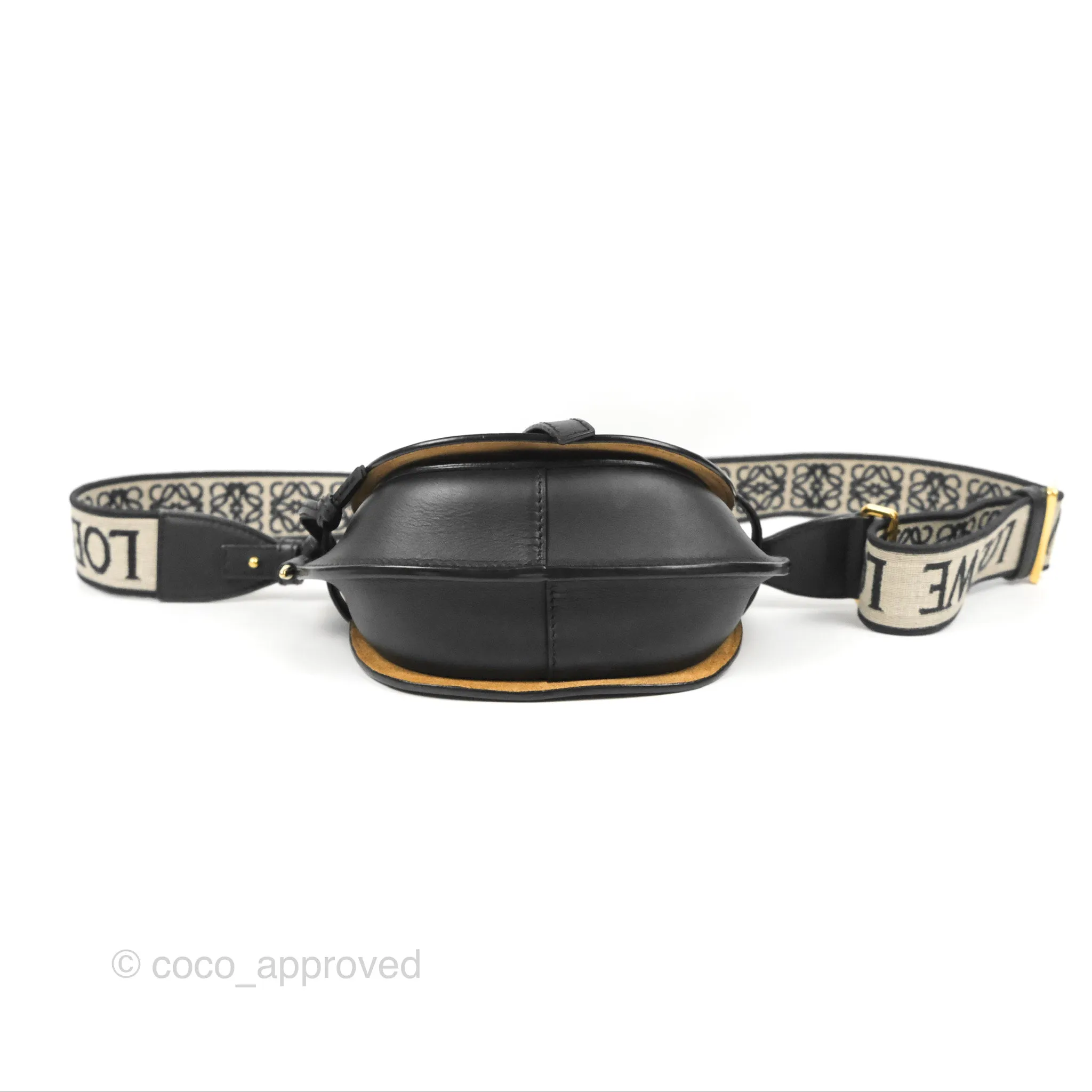 Loewe Mini Gate Dual Bag in Soft Calfskin & Jacquard Strap Black