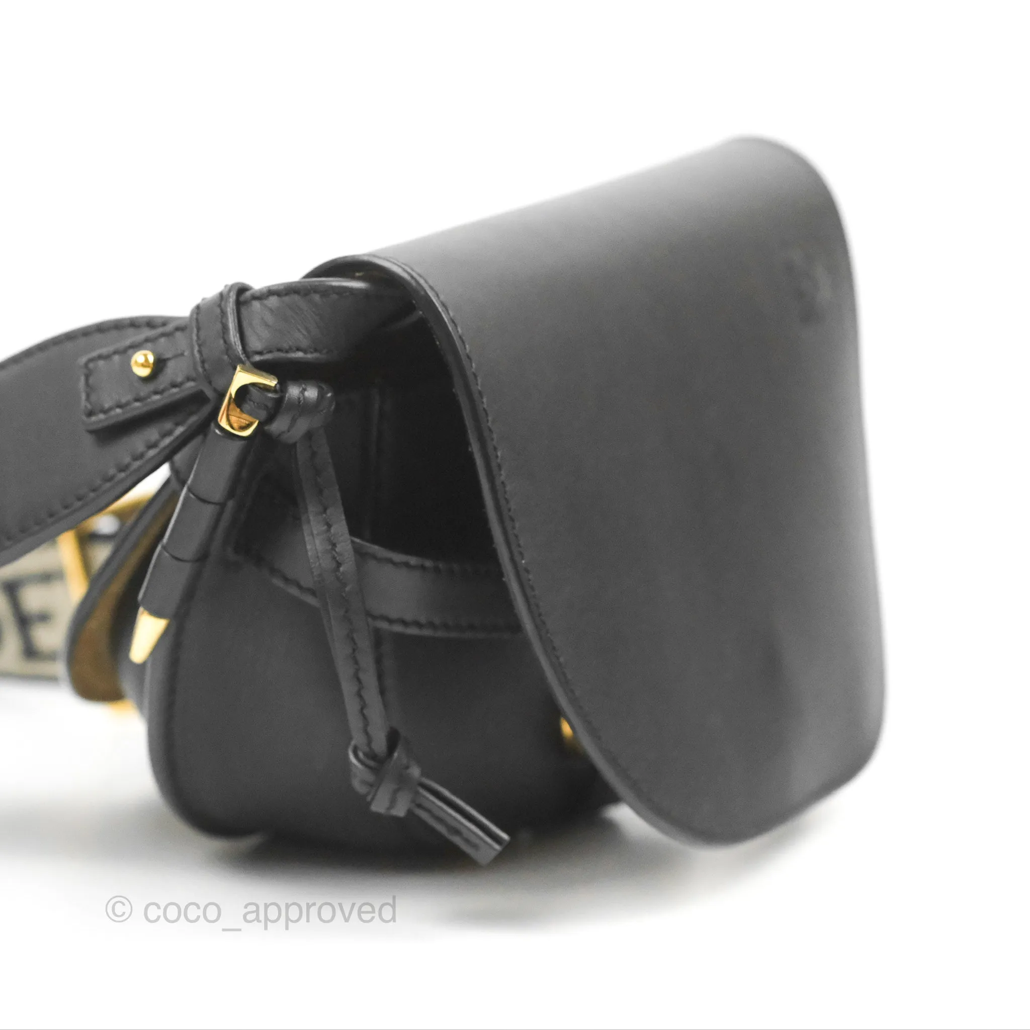 Loewe Mini Gate Dual Bag in Soft Calfskin & Jacquard Strap Black