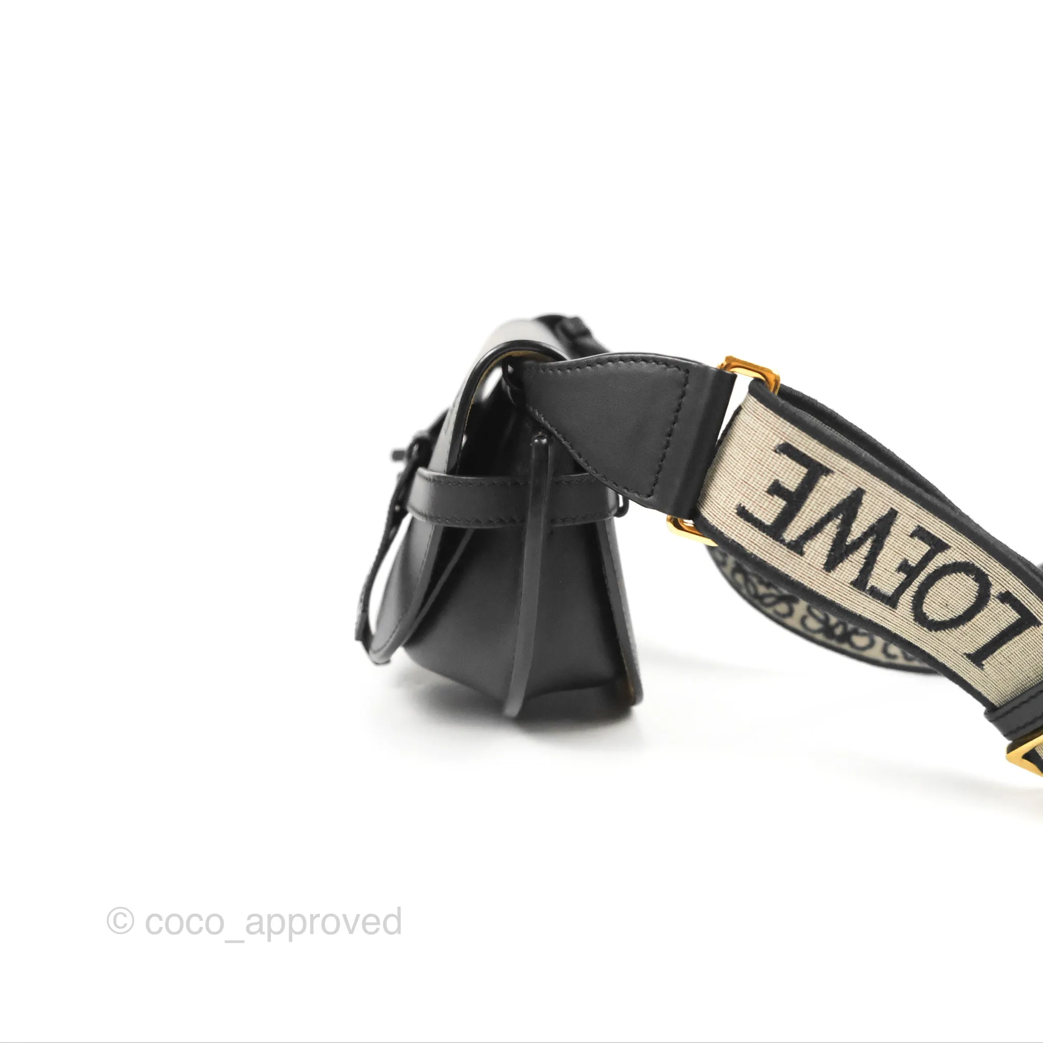 Loewe Mini Gate Dual Bag in Soft Calfskin & Jacquard Strap Black