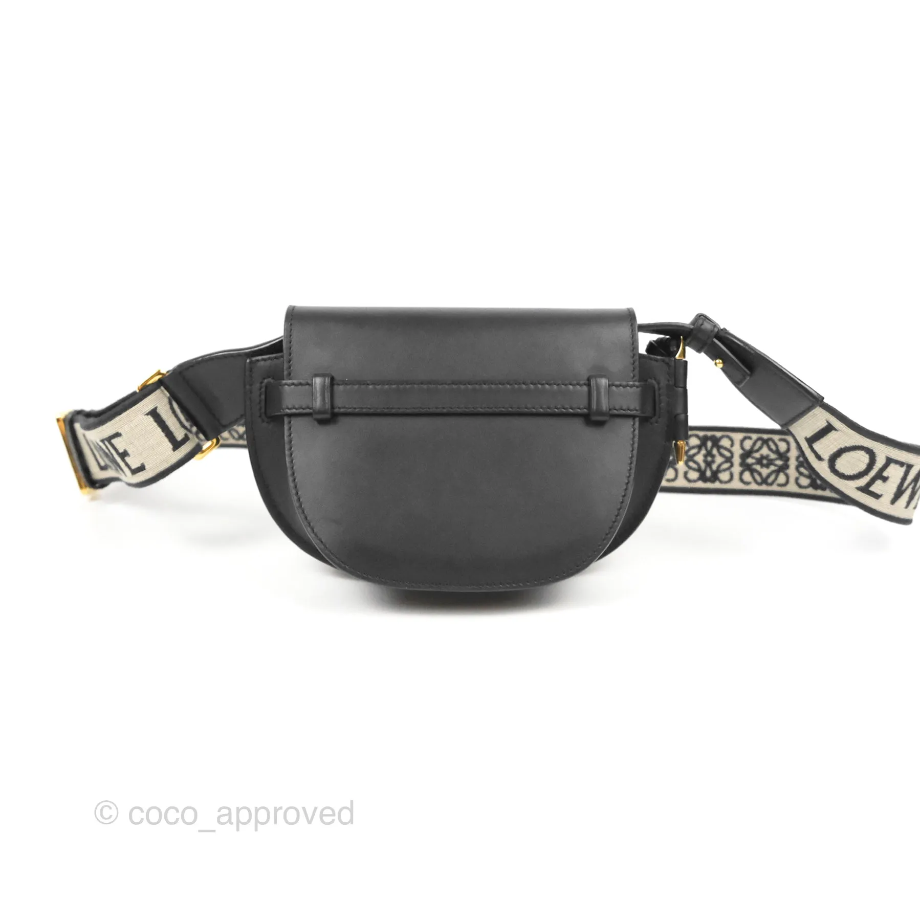 Loewe Mini Gate Dual Bag in Soft Calfskin & Jacquard Strap Black