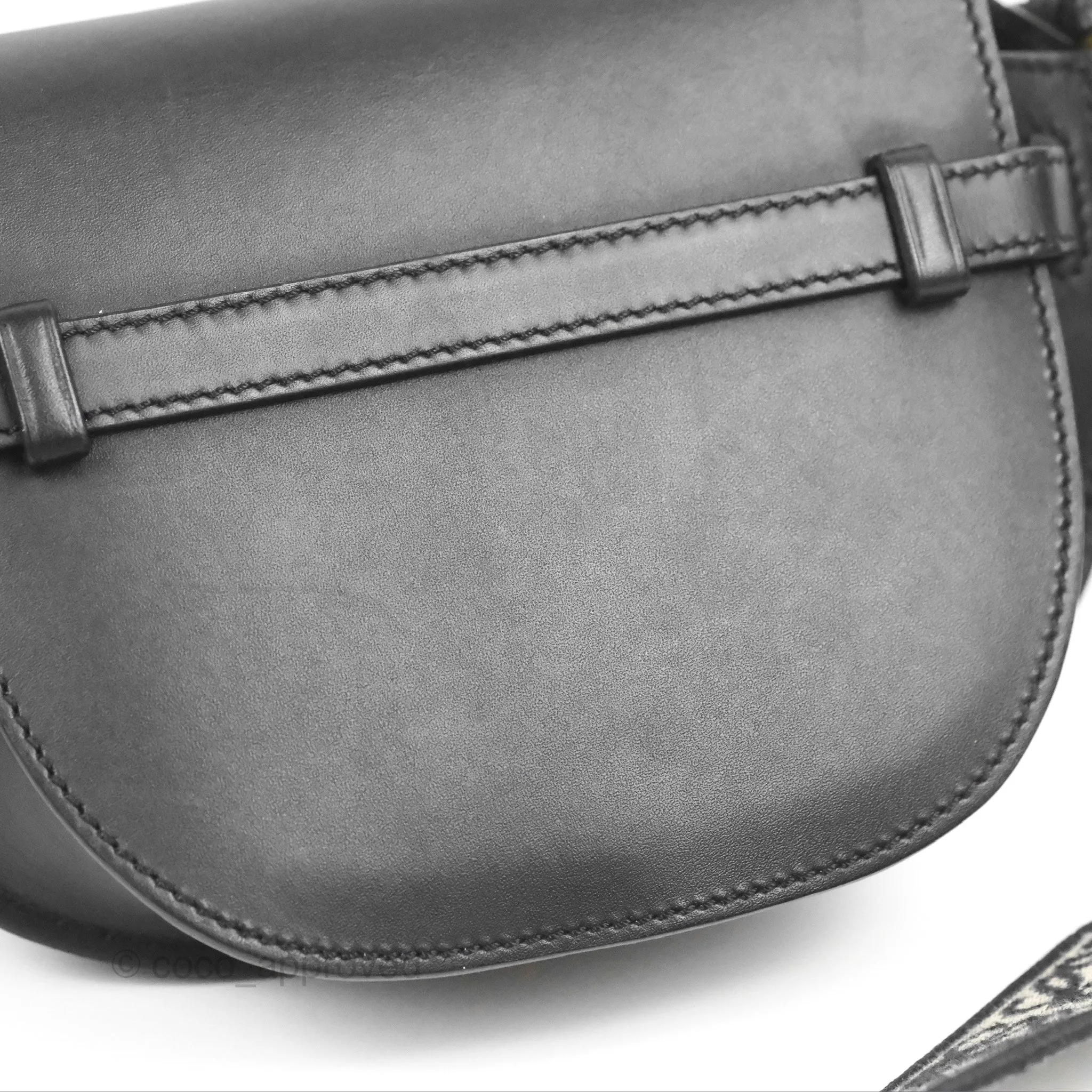 Loewe Mini Gate Dual Bag in Soft Calfskin & Jacquard Strap Black