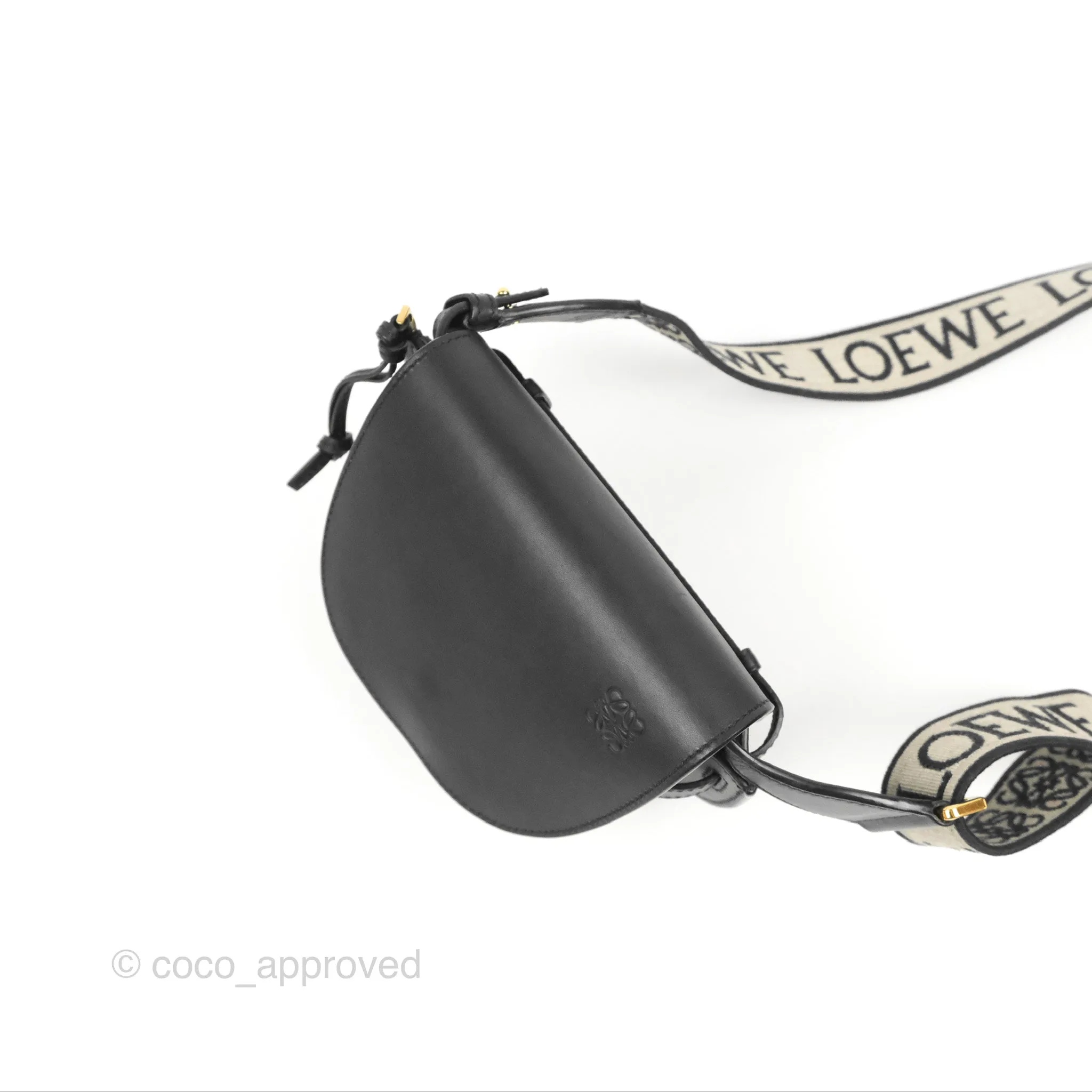 Loewe Mini Gate Dual Bag in Soft Calfskin & Jacquard Strap Black