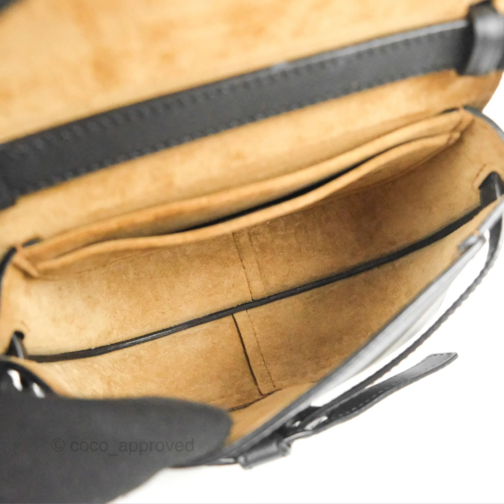 Loewe Mini Gate Dual Bag in Soft Calfskin & Jacquard Strap Black
