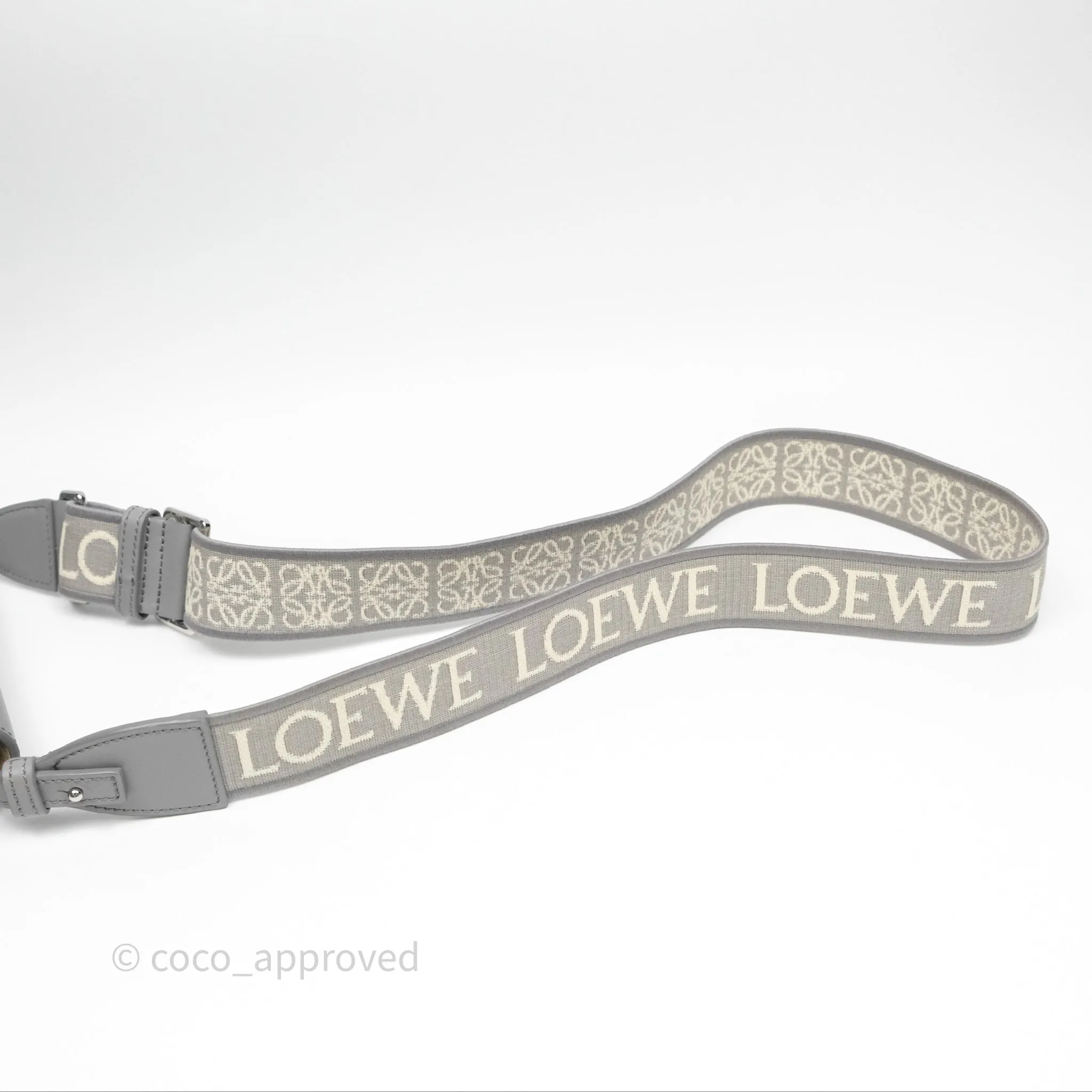 Loewe Mini Gate Dual Bag in Soft Calfskin & Jacquard Strap Light Grey
