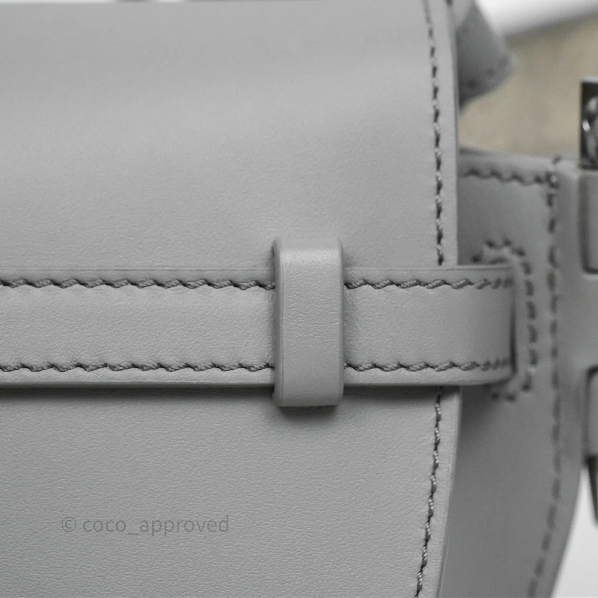 Loewe Mini Gate Dual Bag in Soft Calfskin & Jacquard Strap Light Grey
