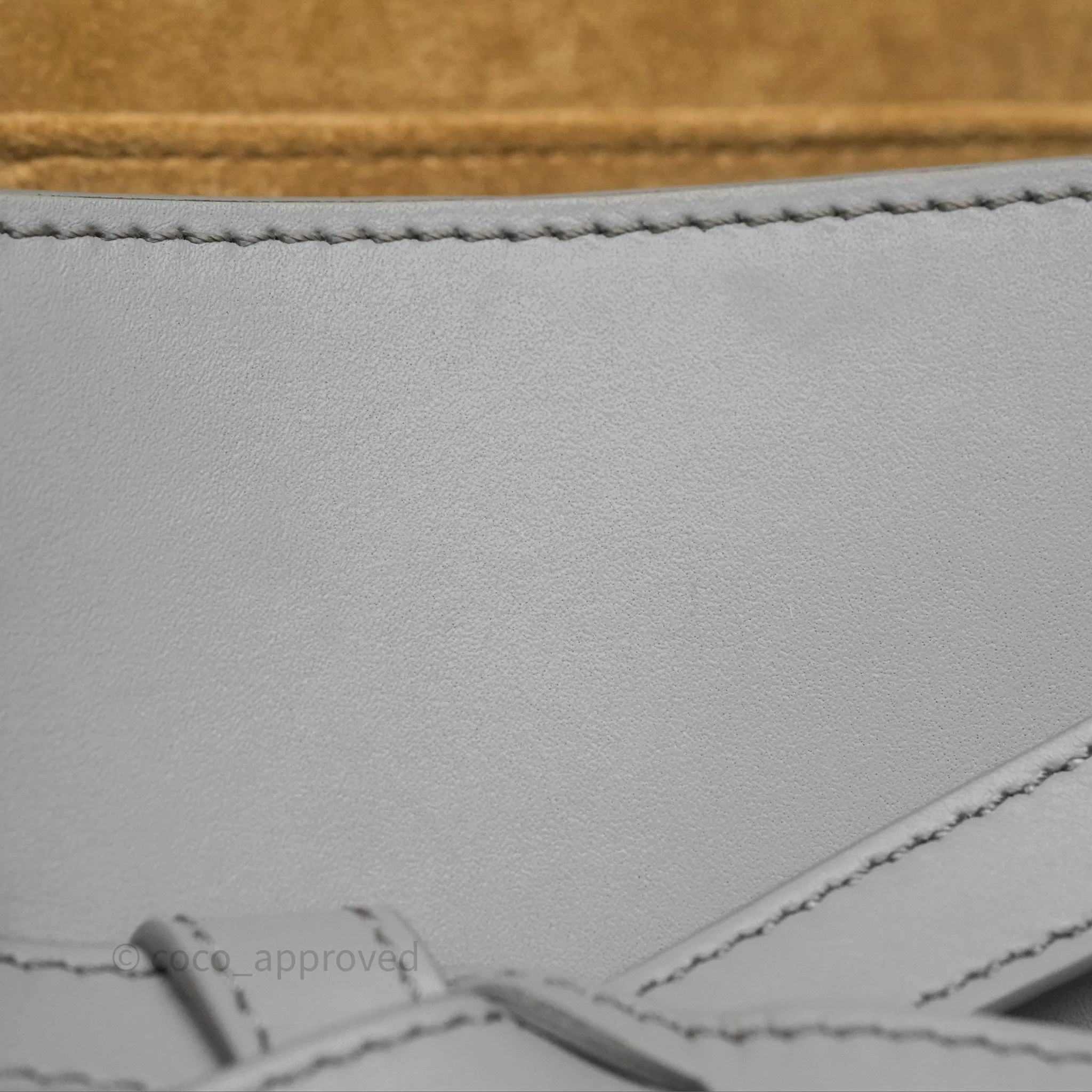 Loewe Mini Gate Dual Bag in Soft Calfskin & Jacquard Strap Light Grey