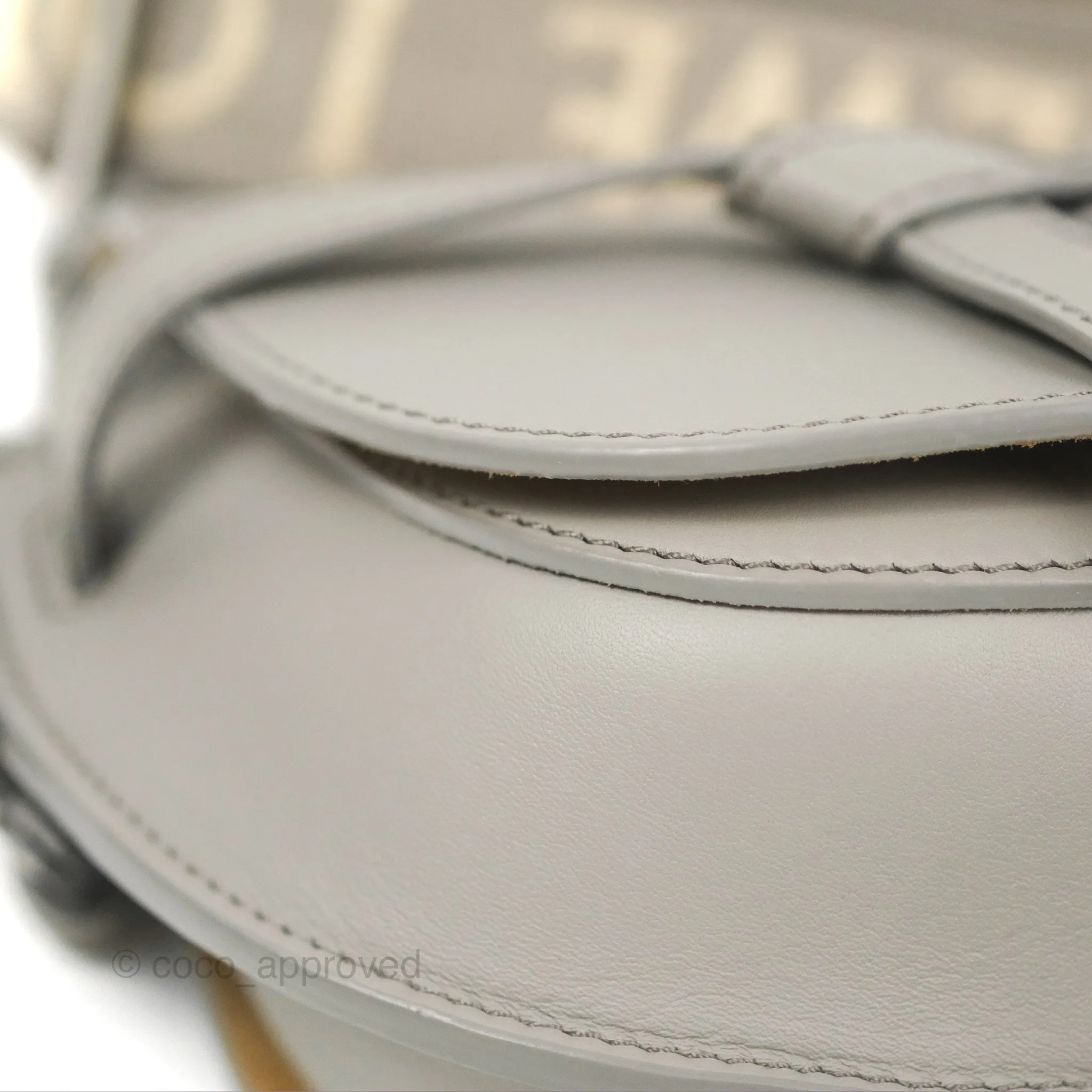 Loewe Mini Gate Dual Bag in Soft Calfskin & Jacquard Strap Light Grey