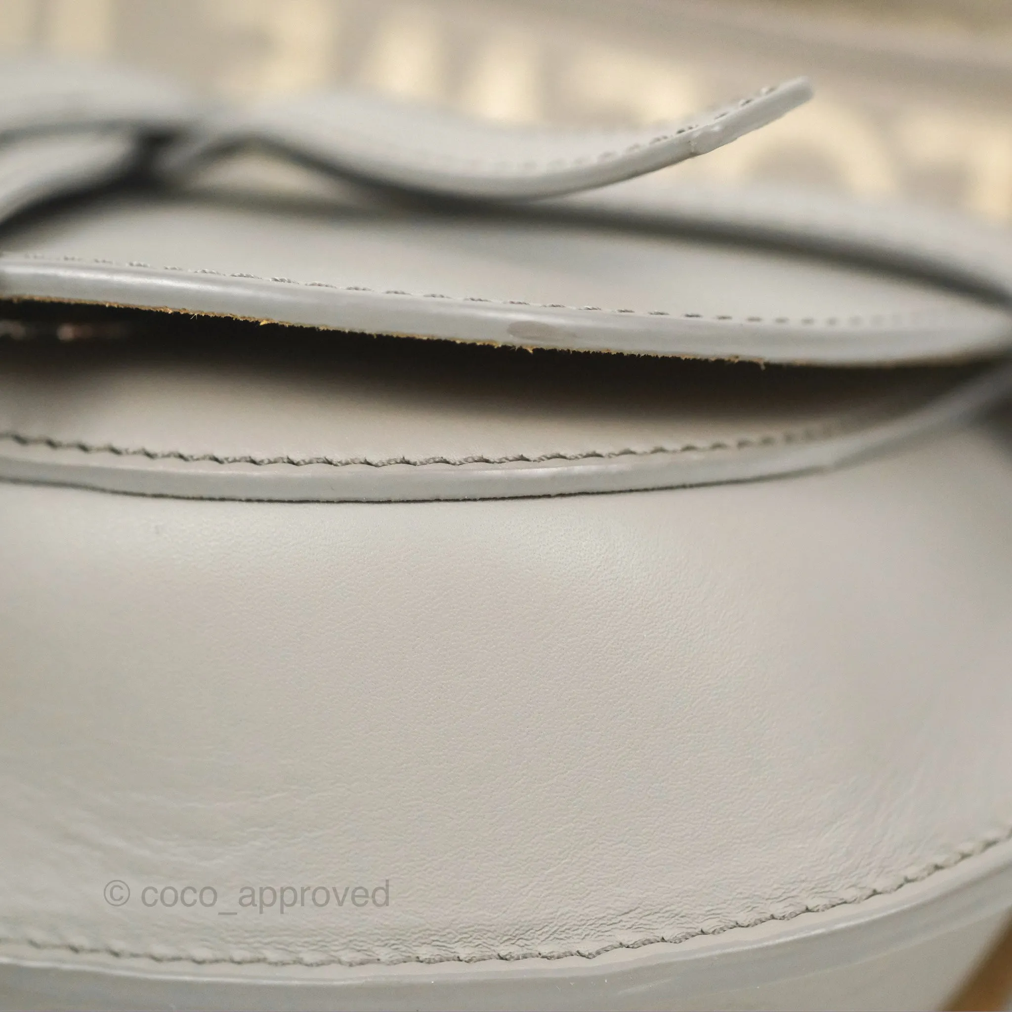 Loewe Mini Gate Dual Bag in Soft Calfskin & Jacquard Strap Light Grey