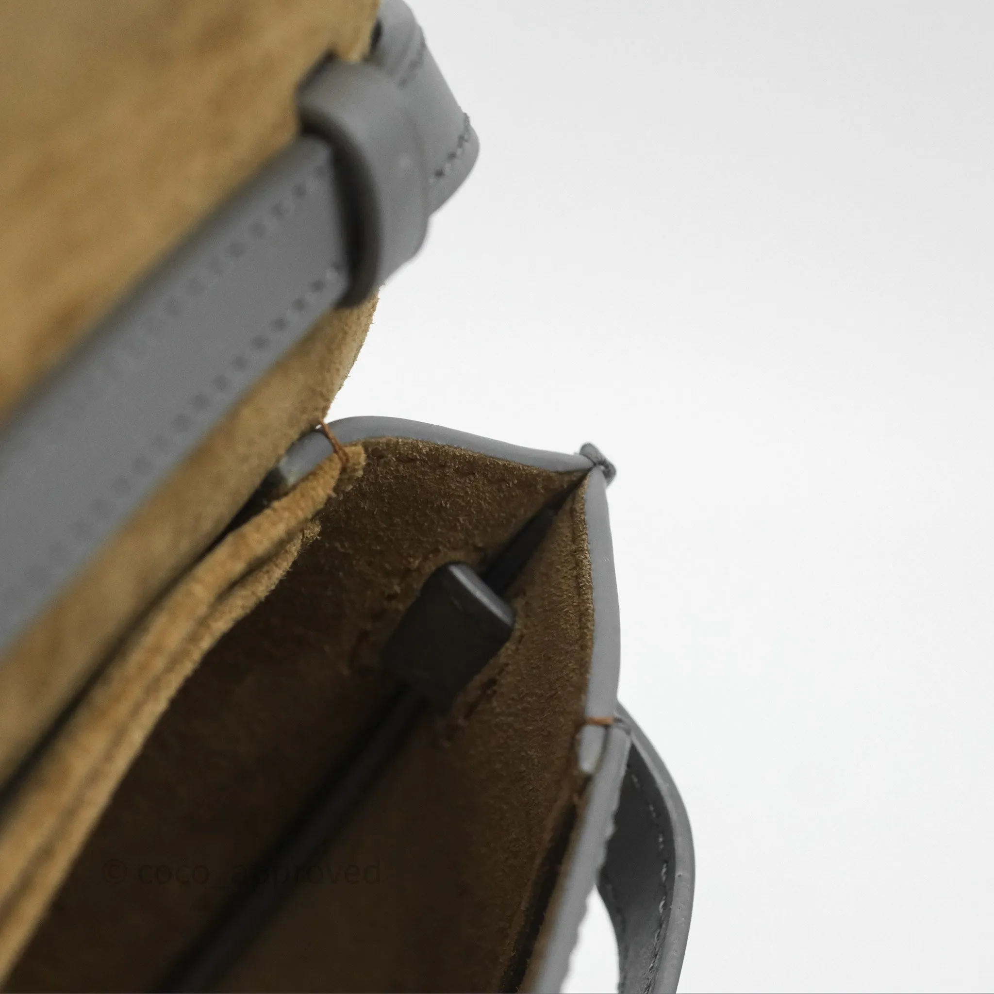 Loewe Mini Gate Dual Bag in Soft Calfskin & Jacquard Strap Light Grey